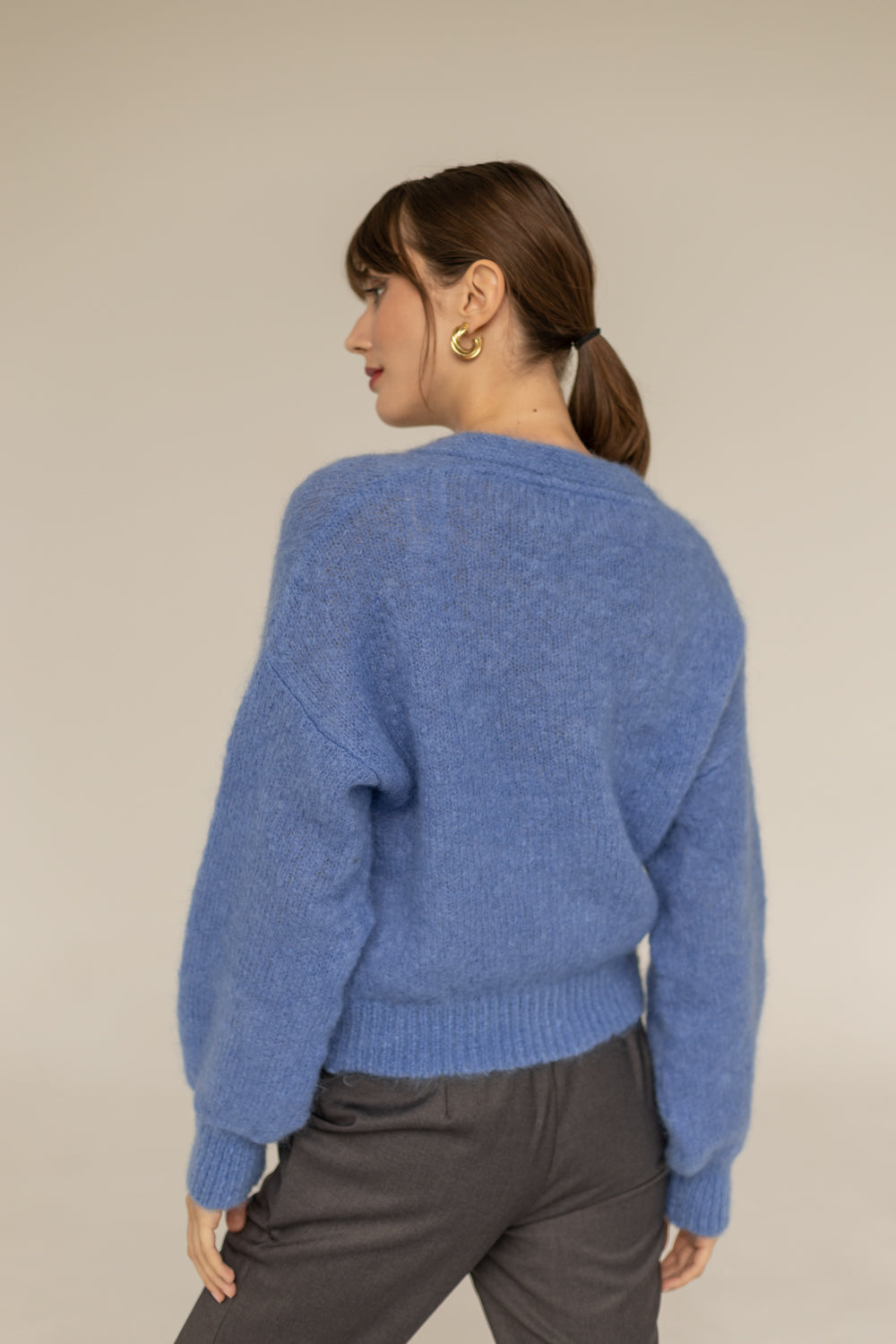 Mia Mohair Wool Cardigan - Blue