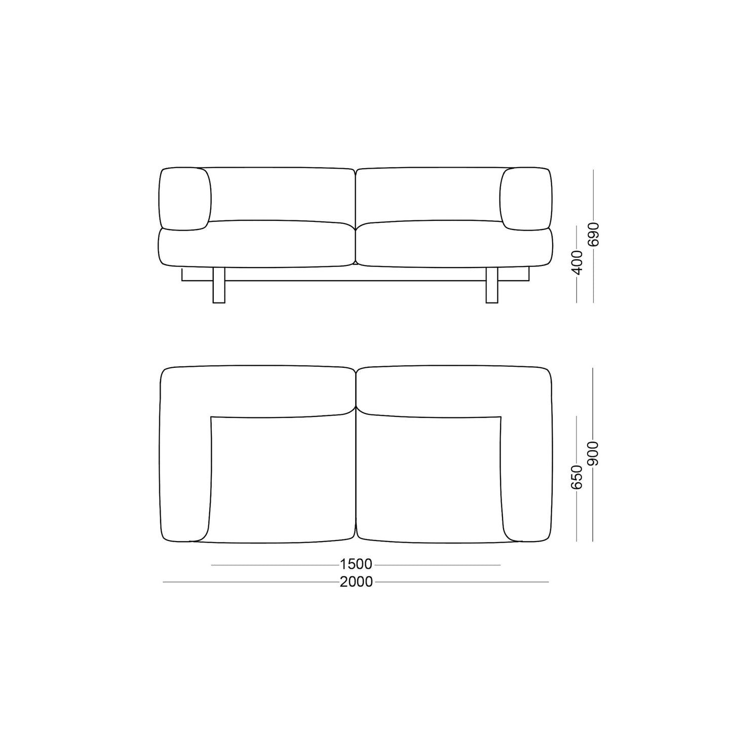Alchemist 2-Seater Sofa - Wool - Camira
