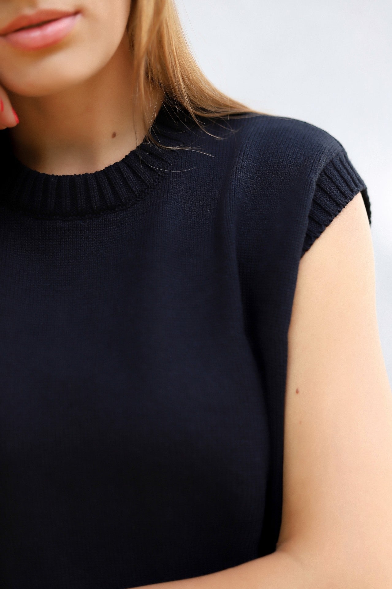 Classic Oversized Cotton Vest - Black