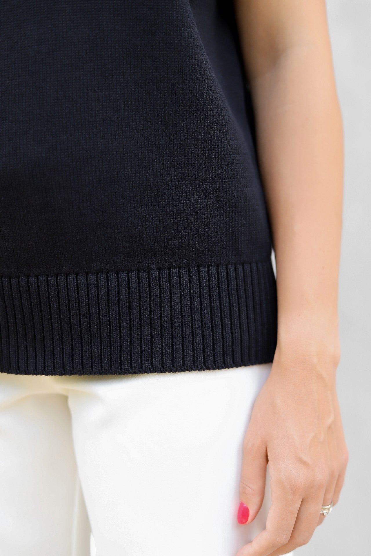 Classic Oversized Cotton Vest - Black