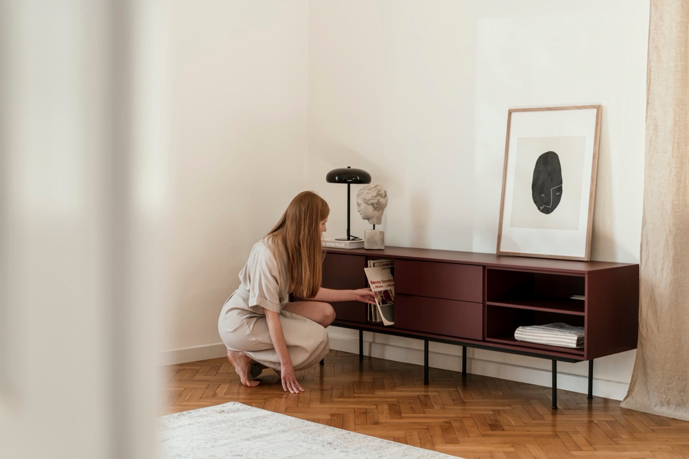 Mod TV Stand - Deep Beet Burgundy