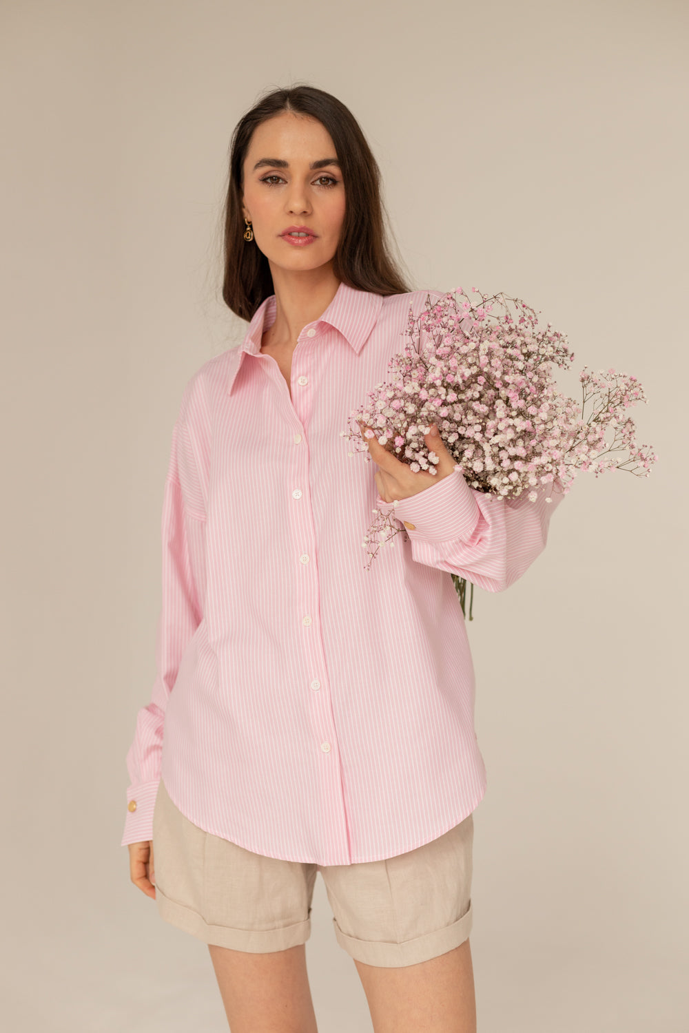 Classic Oversized Shirt - Striped Pink