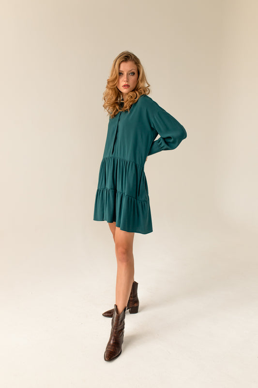 Anais Frills Dress - Green