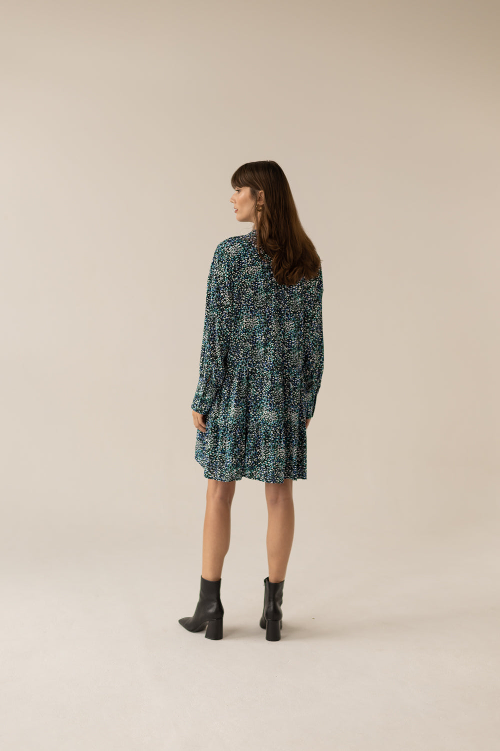 Anais Frills Dress - Green Dots Print