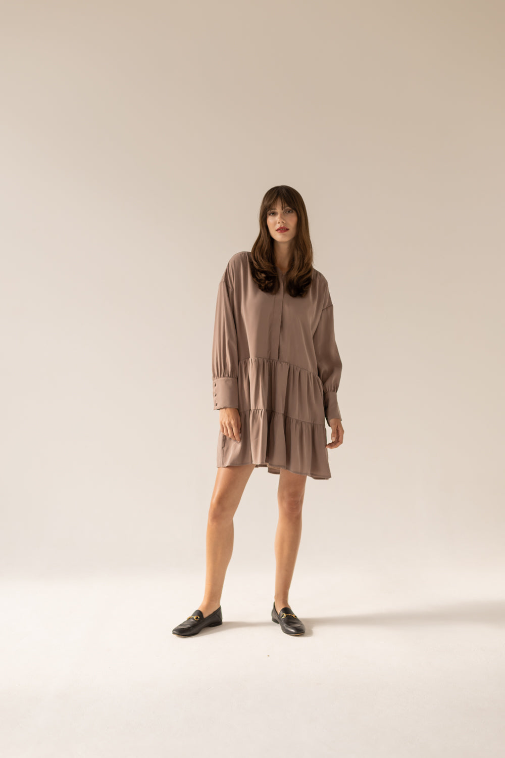 Anais Frills Dress - Light Chocolate