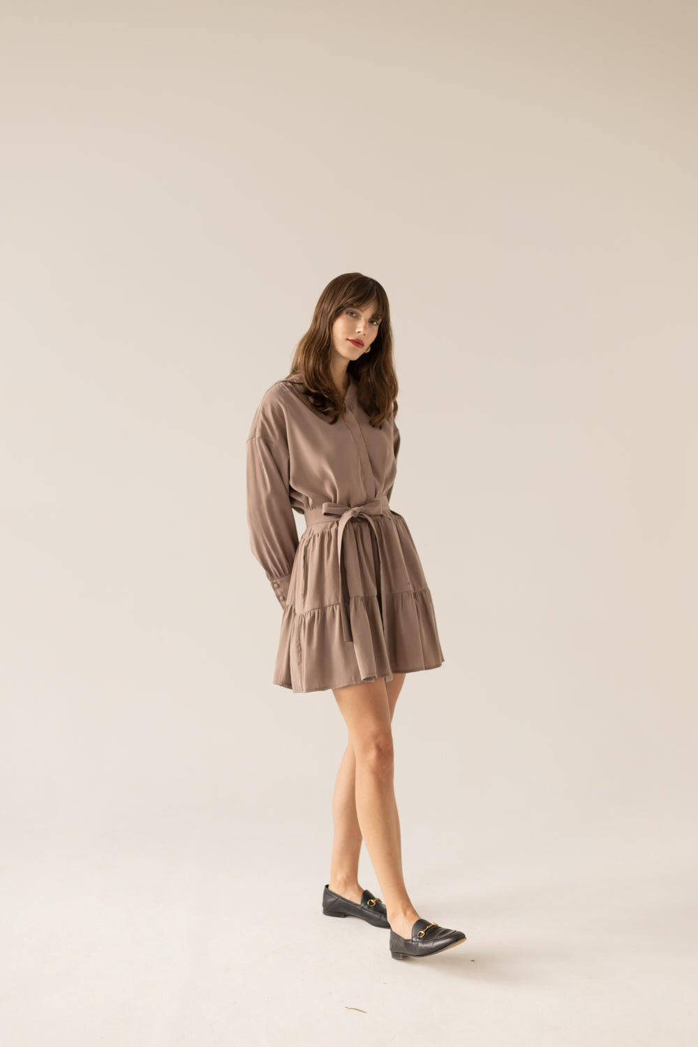 Anais Frills Dress - Light Chocolate