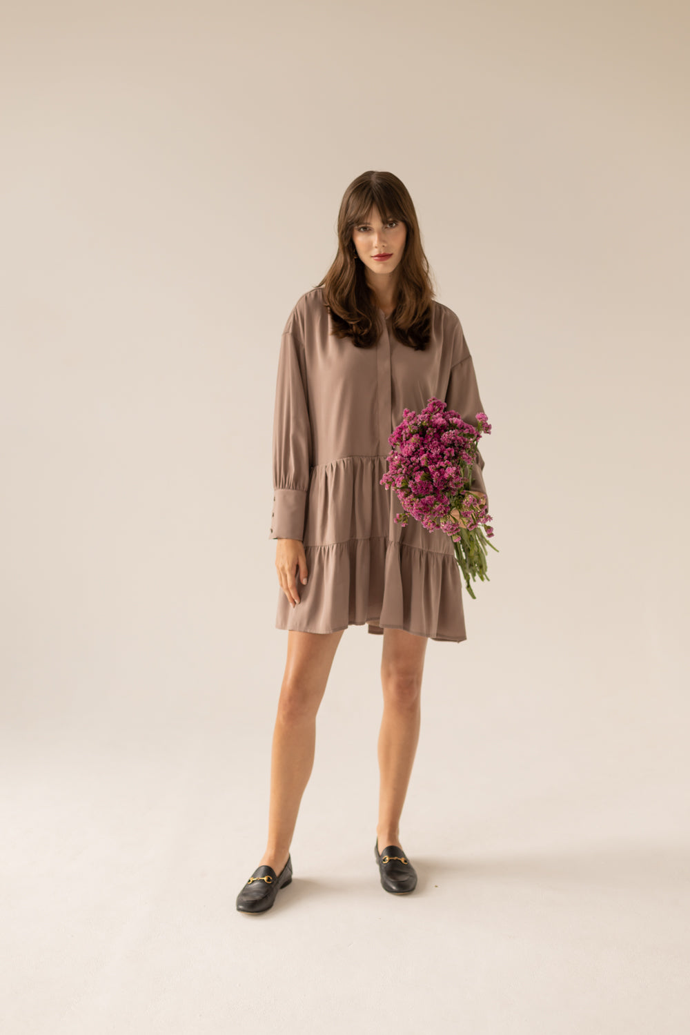 Anais Frills Dress - Light Chocolate