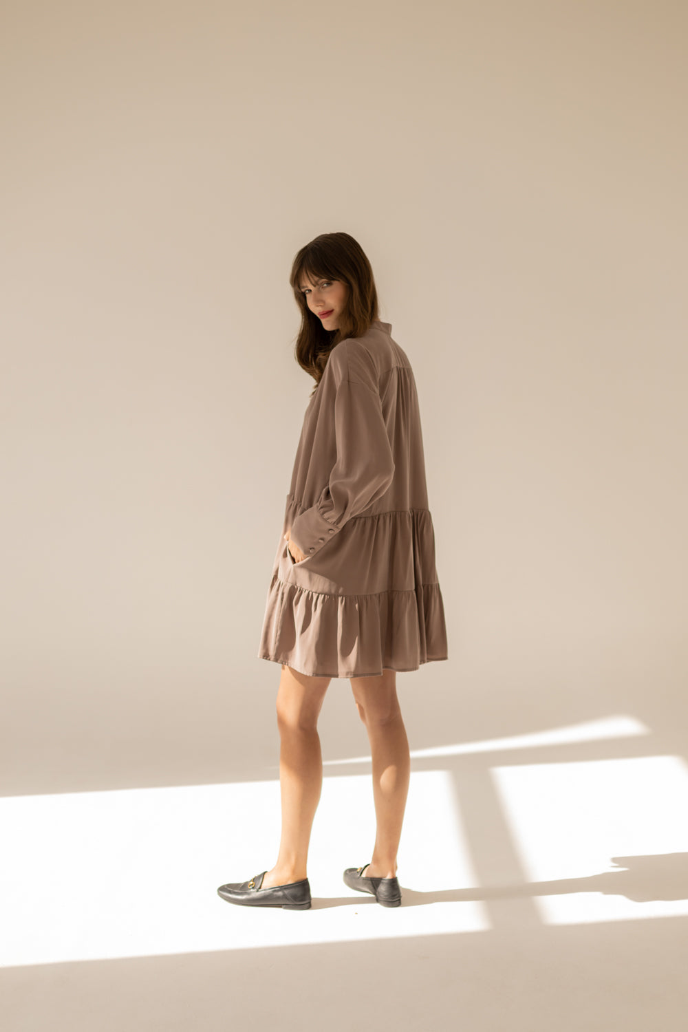 Anais Frills Dress - Light Chocolate