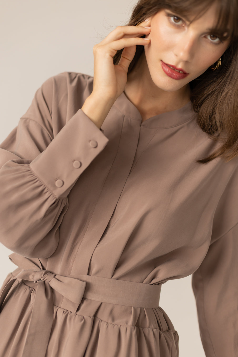 Anais Frills Dress - Light Chocolate
