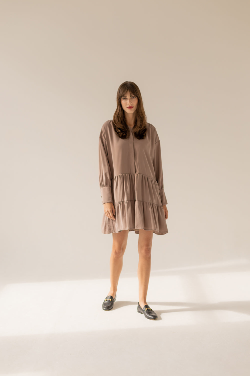 Anais Frills Dress - Light Chocolate