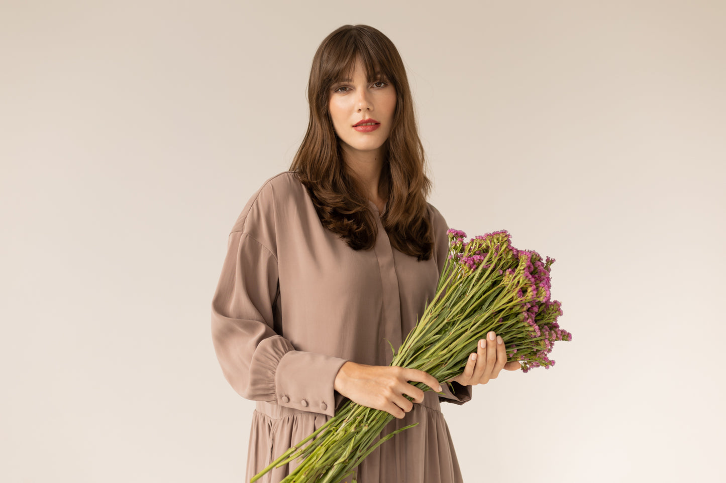 Anais Frills Dress - Light Chocolate