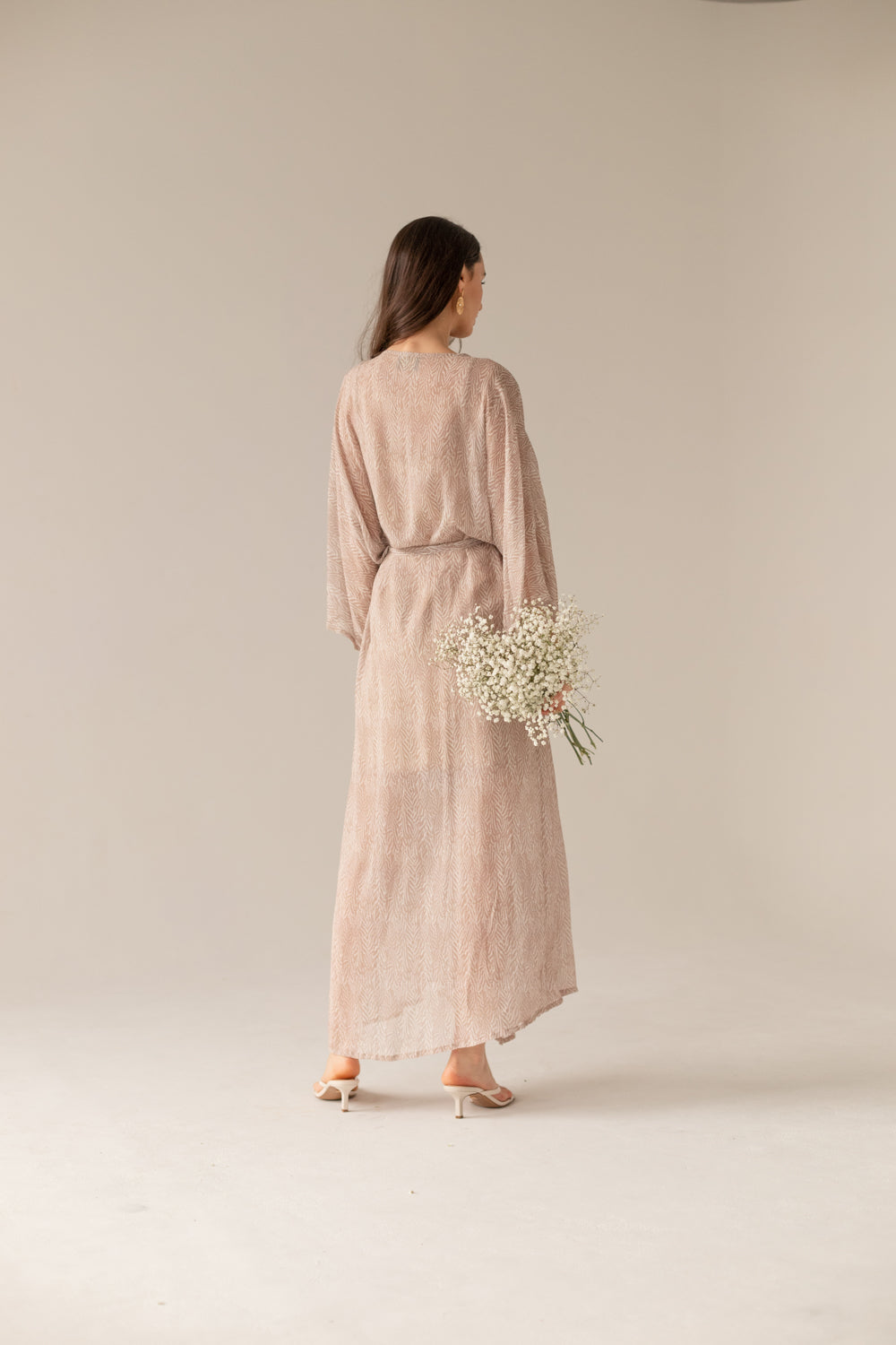 Printed Pareo Maxi Dress - Beige