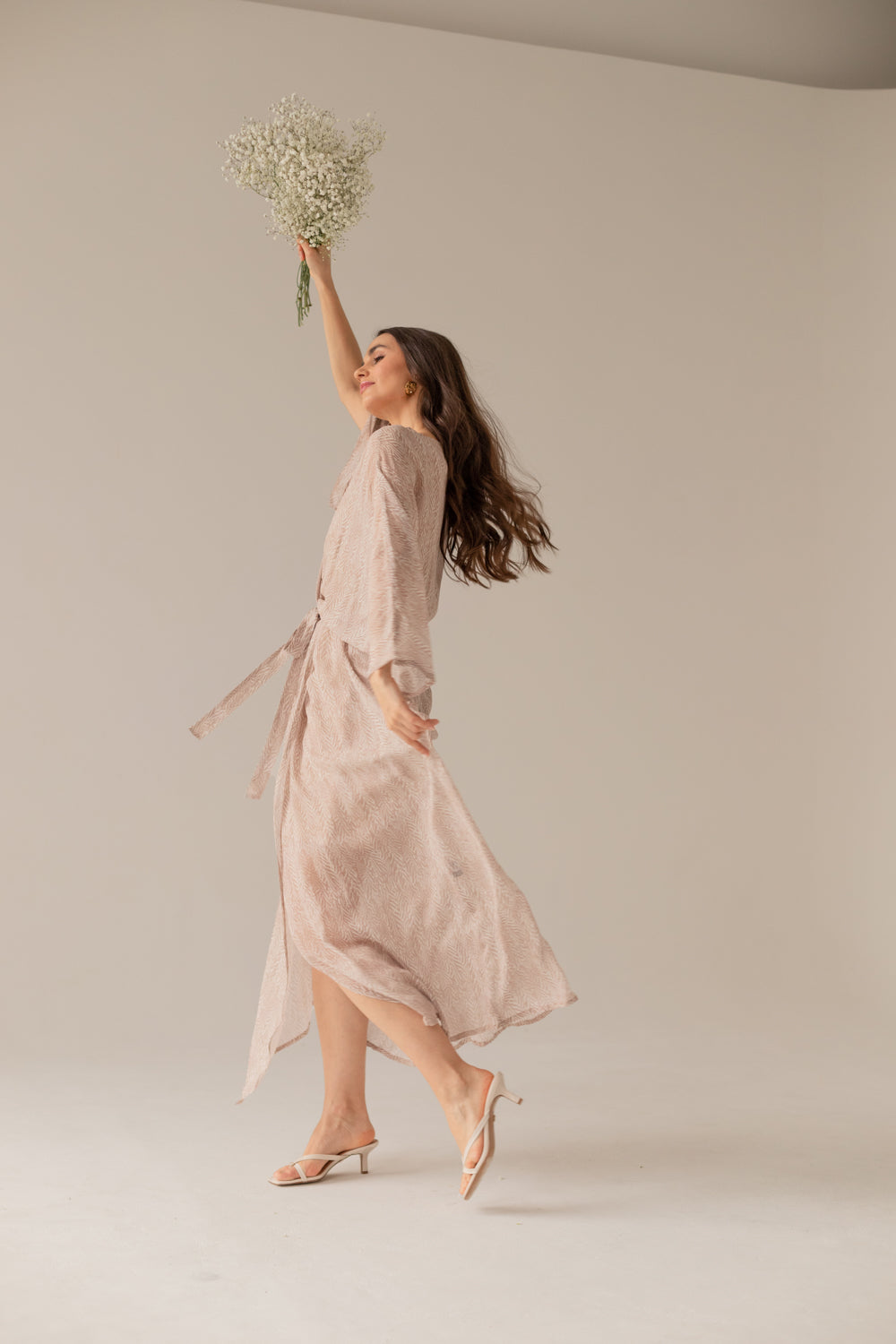 Printed Pareo Maxi Dress - Beige