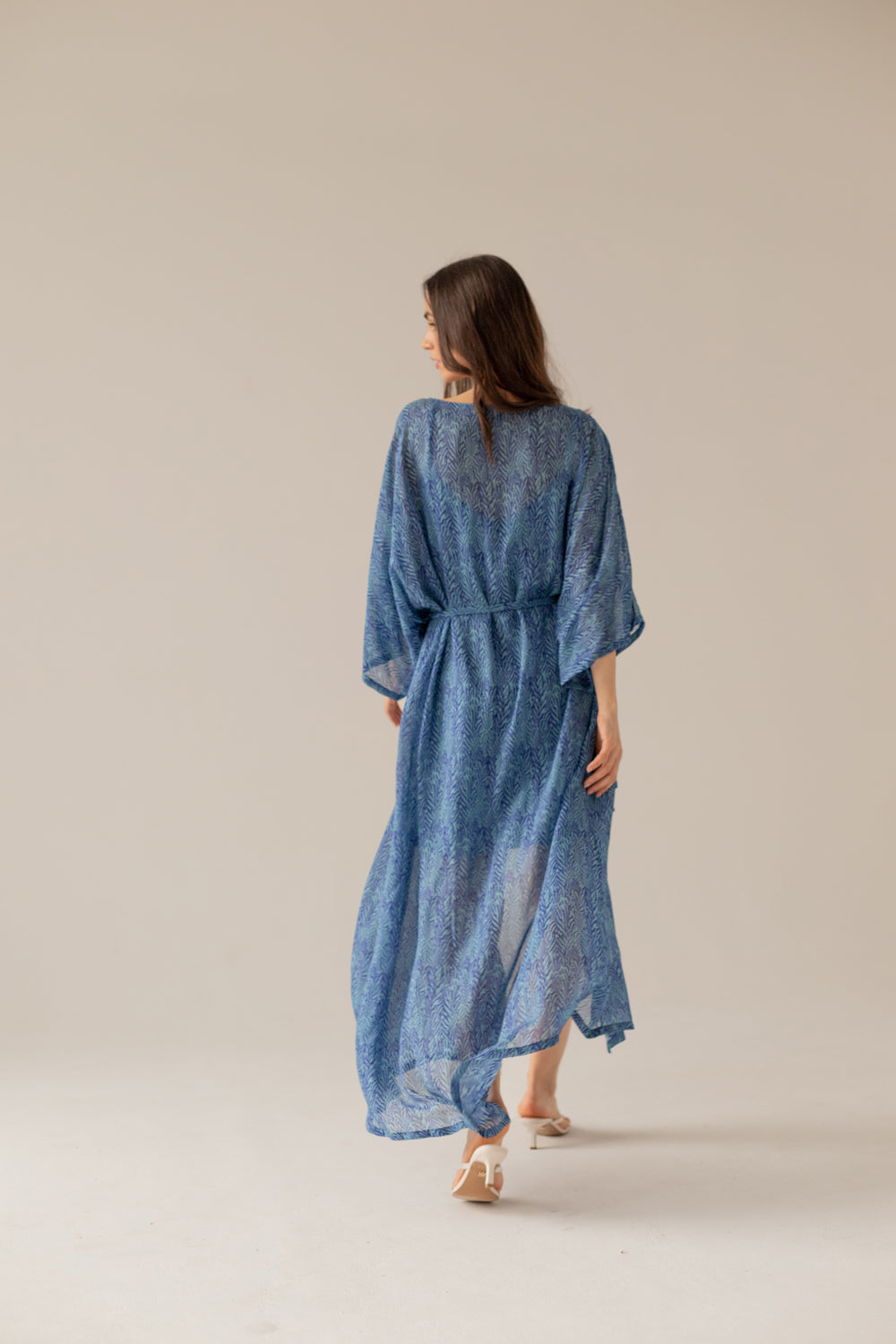 Printed Pareo Maxi Dress - Blue