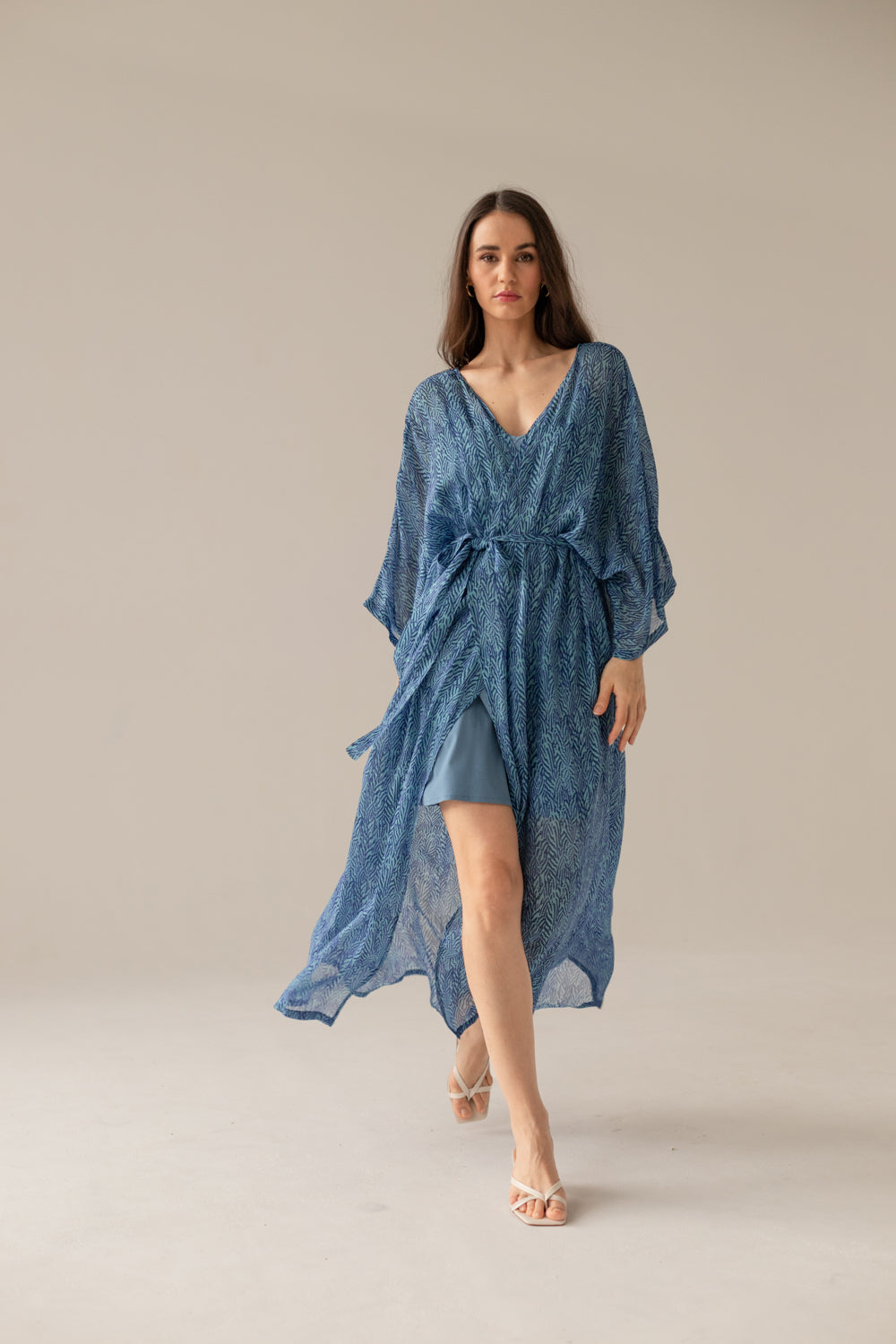 Printed Pareo Maxi Dress - Blue