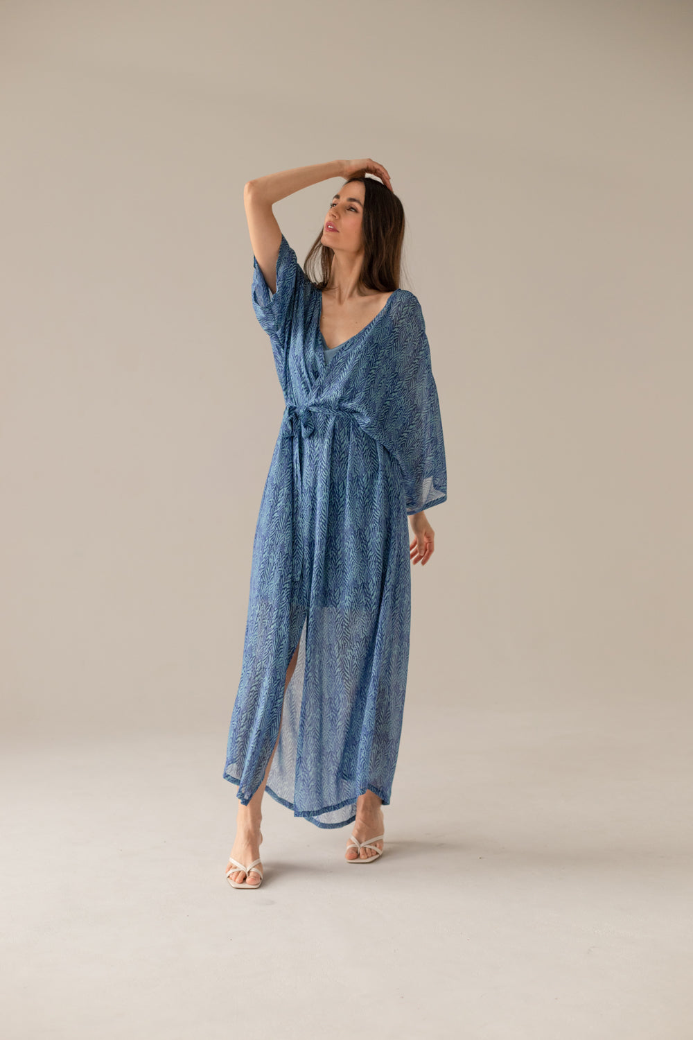 Printed Pareo Maxi Dress - Blue