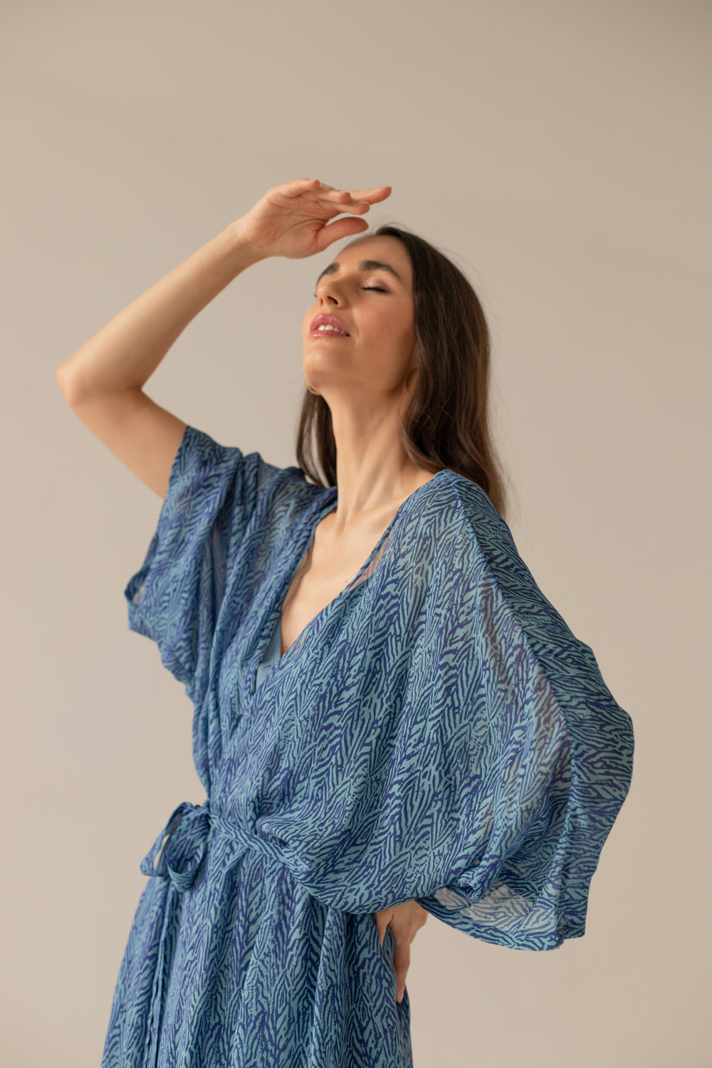 Printed Pareo Maxi Dress - Blue