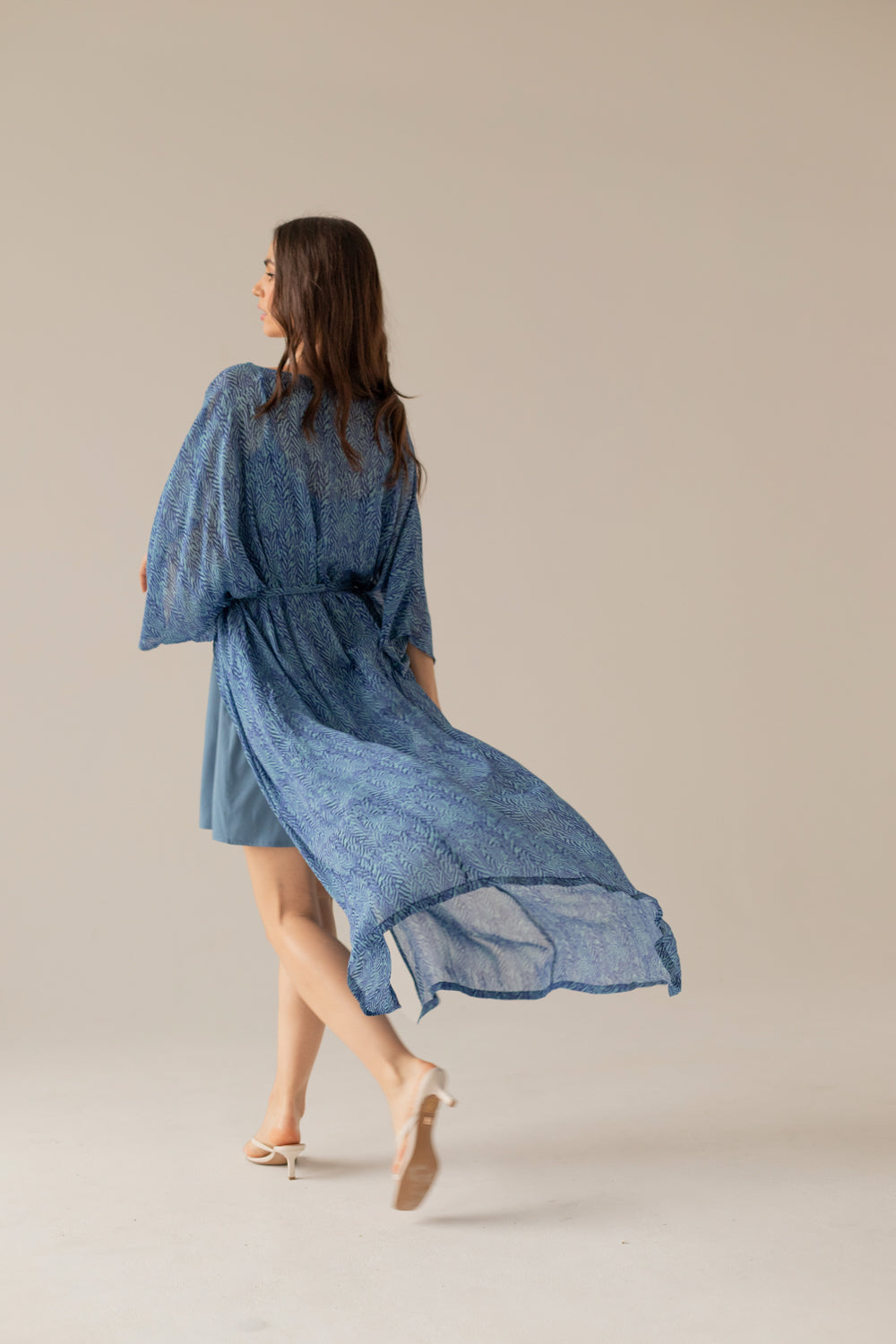 Printed Pareo Maxi Dress - Blue