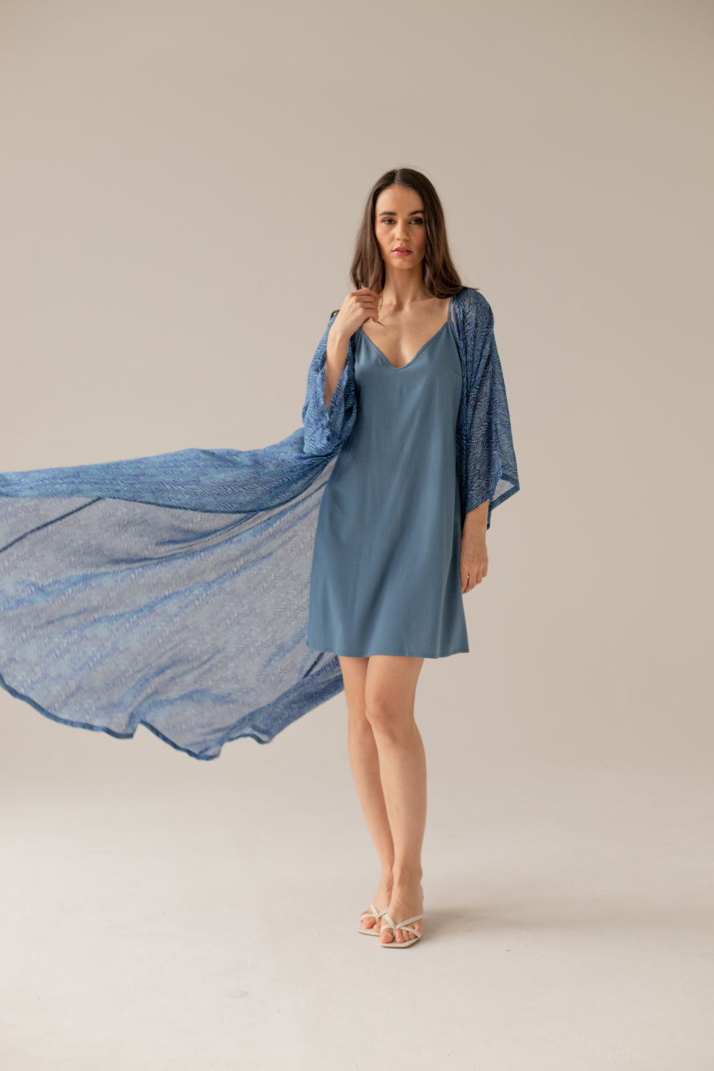 Printed Pareo Maxi Dress - Blue