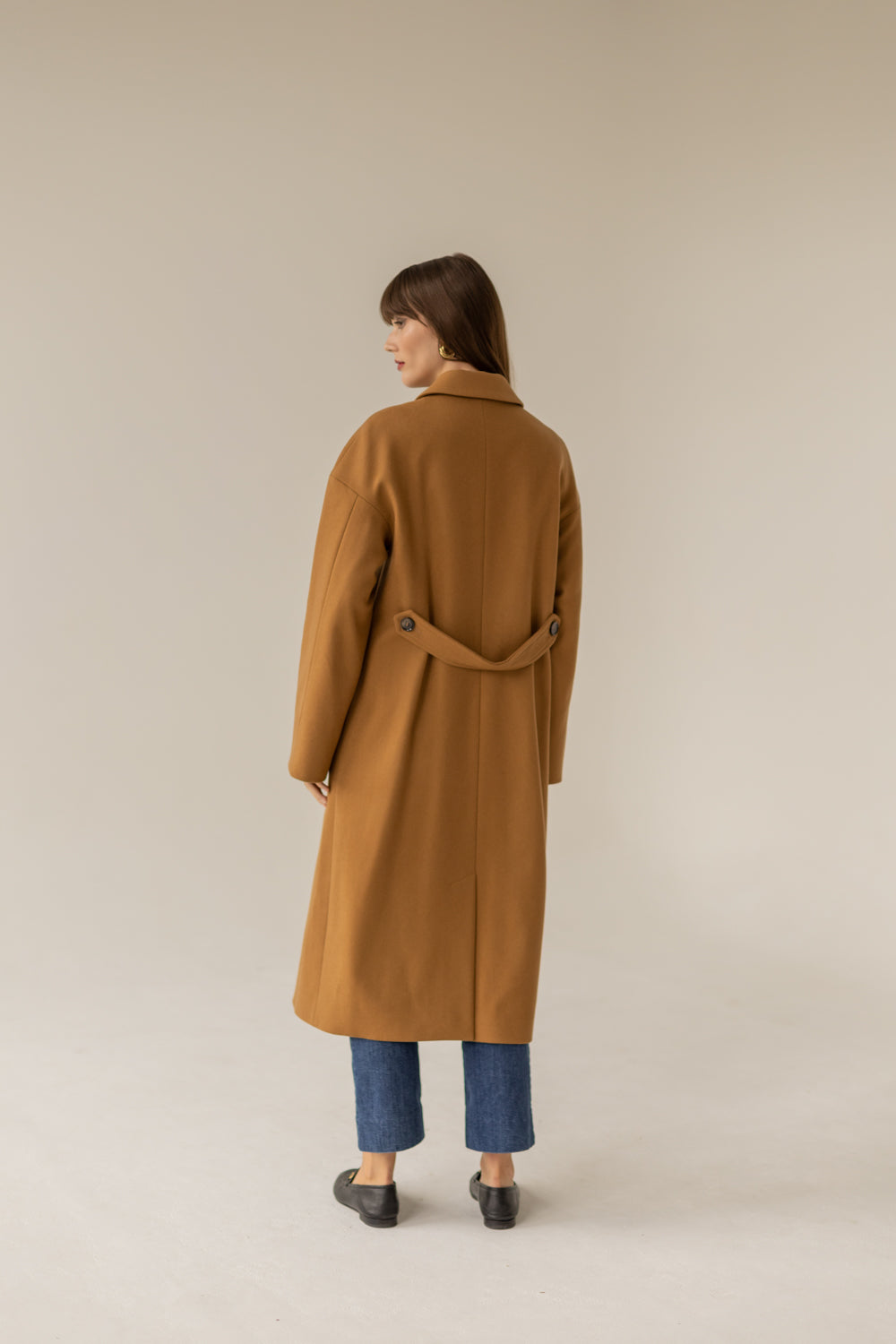 Double Breasted Cashmere Wool Coat - Caramel