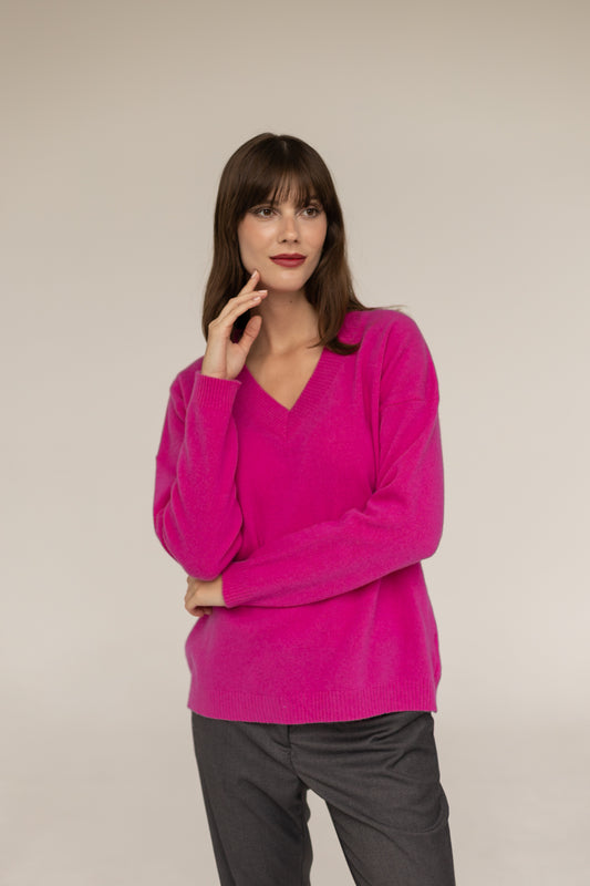 Cashmere Wool Sweater - Fuchsia