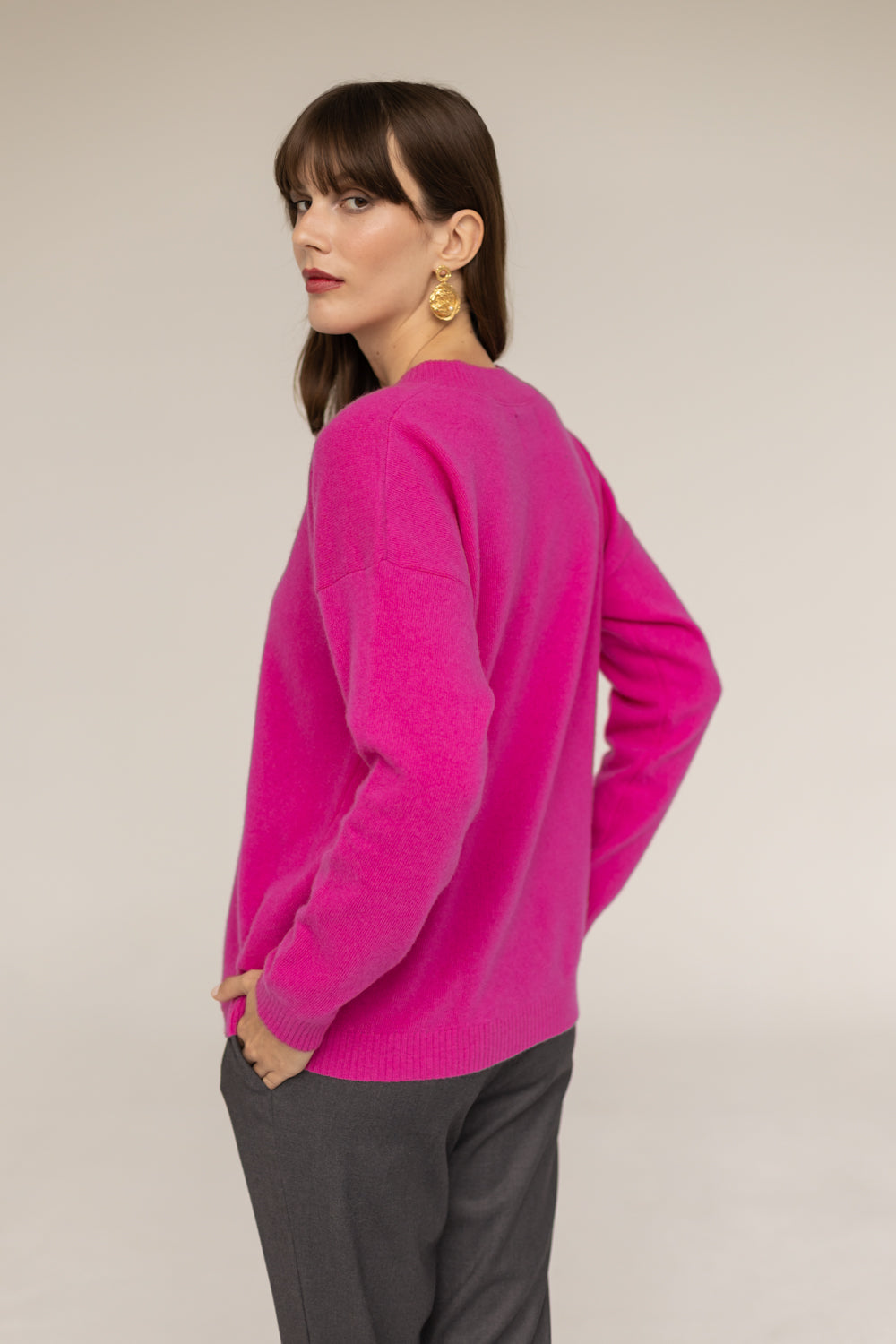 Cashmere Wool Sweater - Fuchsia