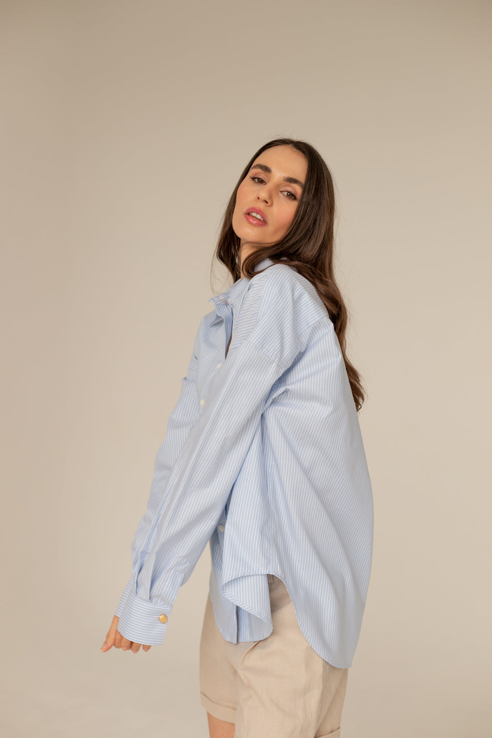 Classic Oversized Shirt - Striped Blue
