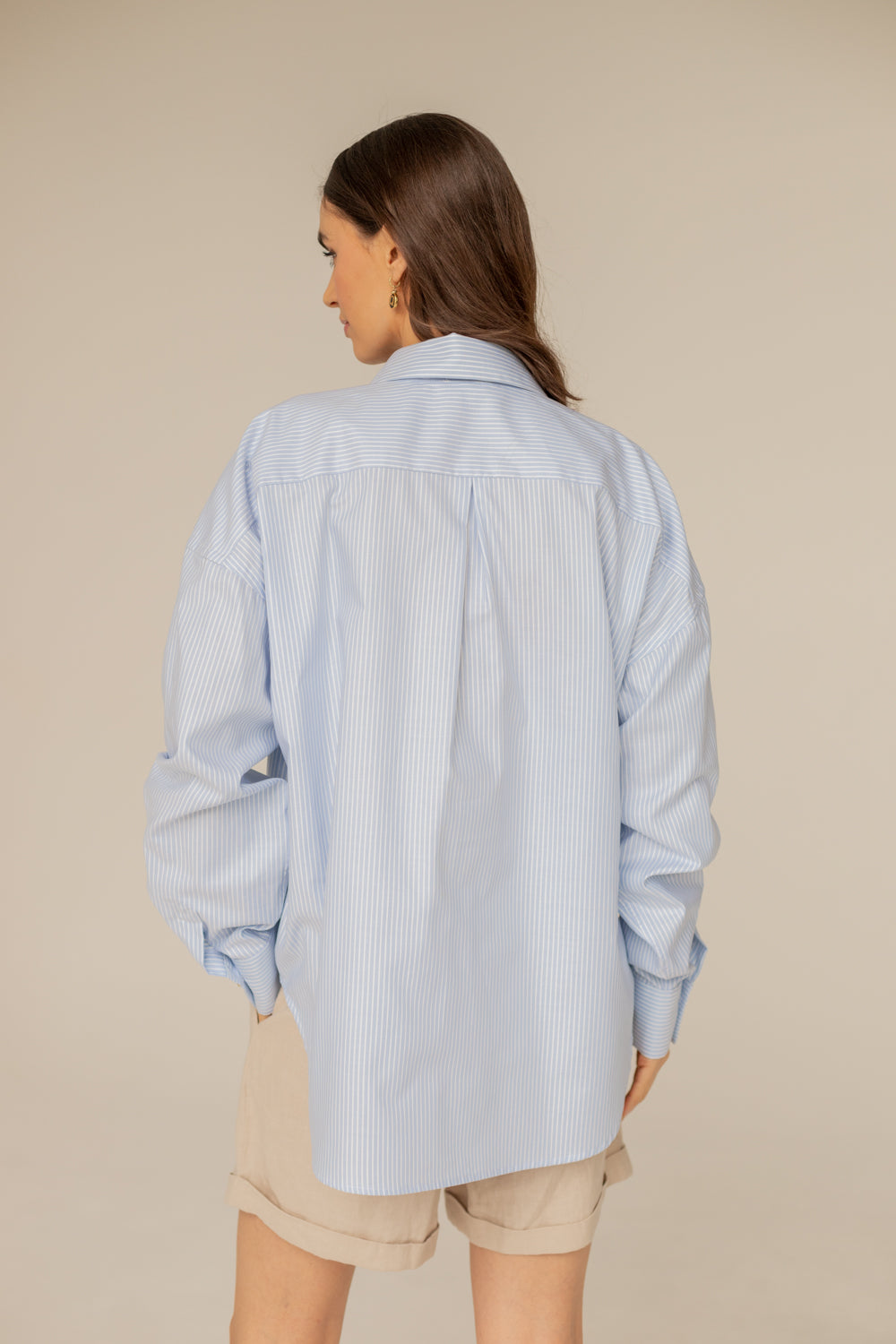 Classic Oversized Shirt - Striped Blue