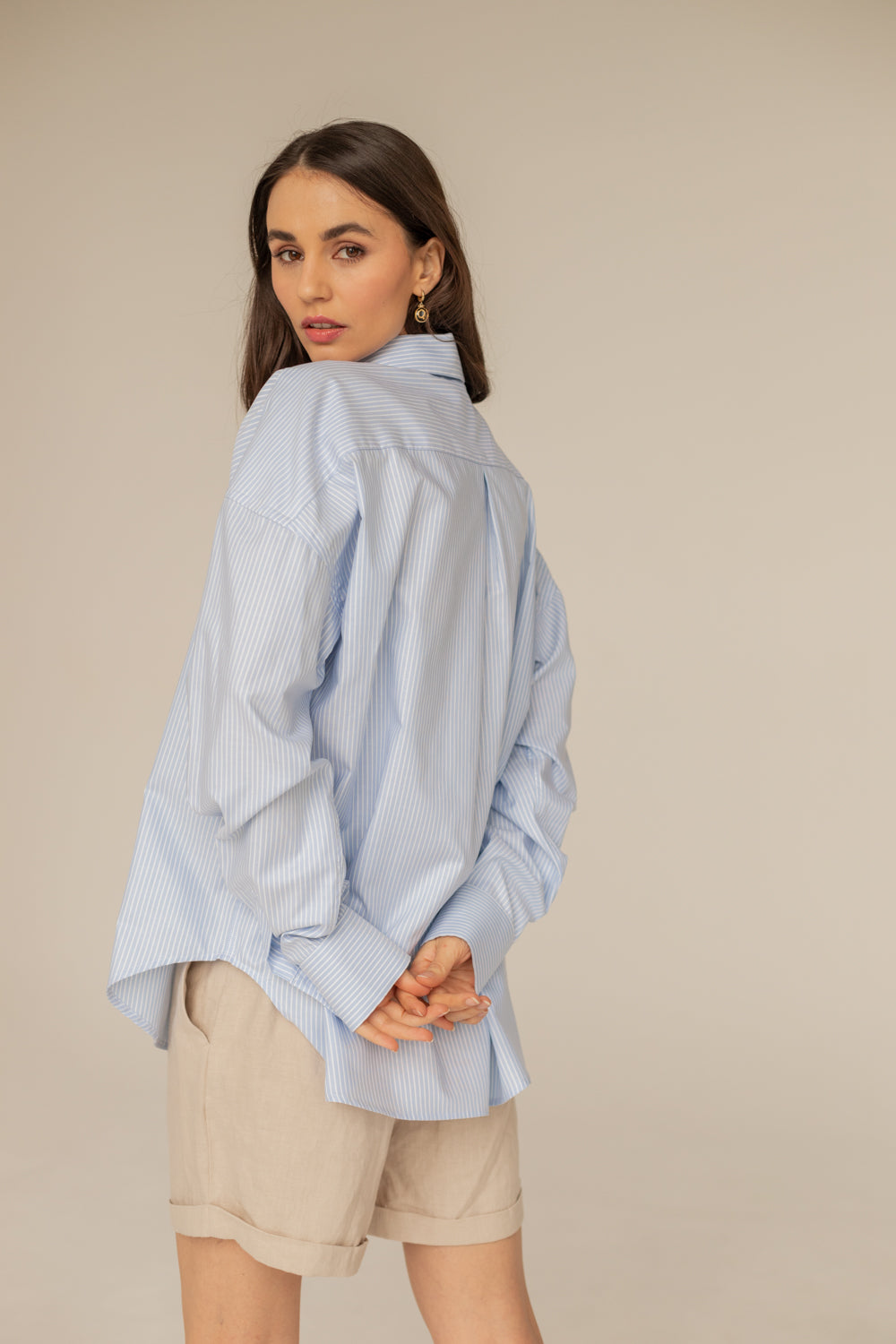 Classic Oversized Shirt - Striped Blue