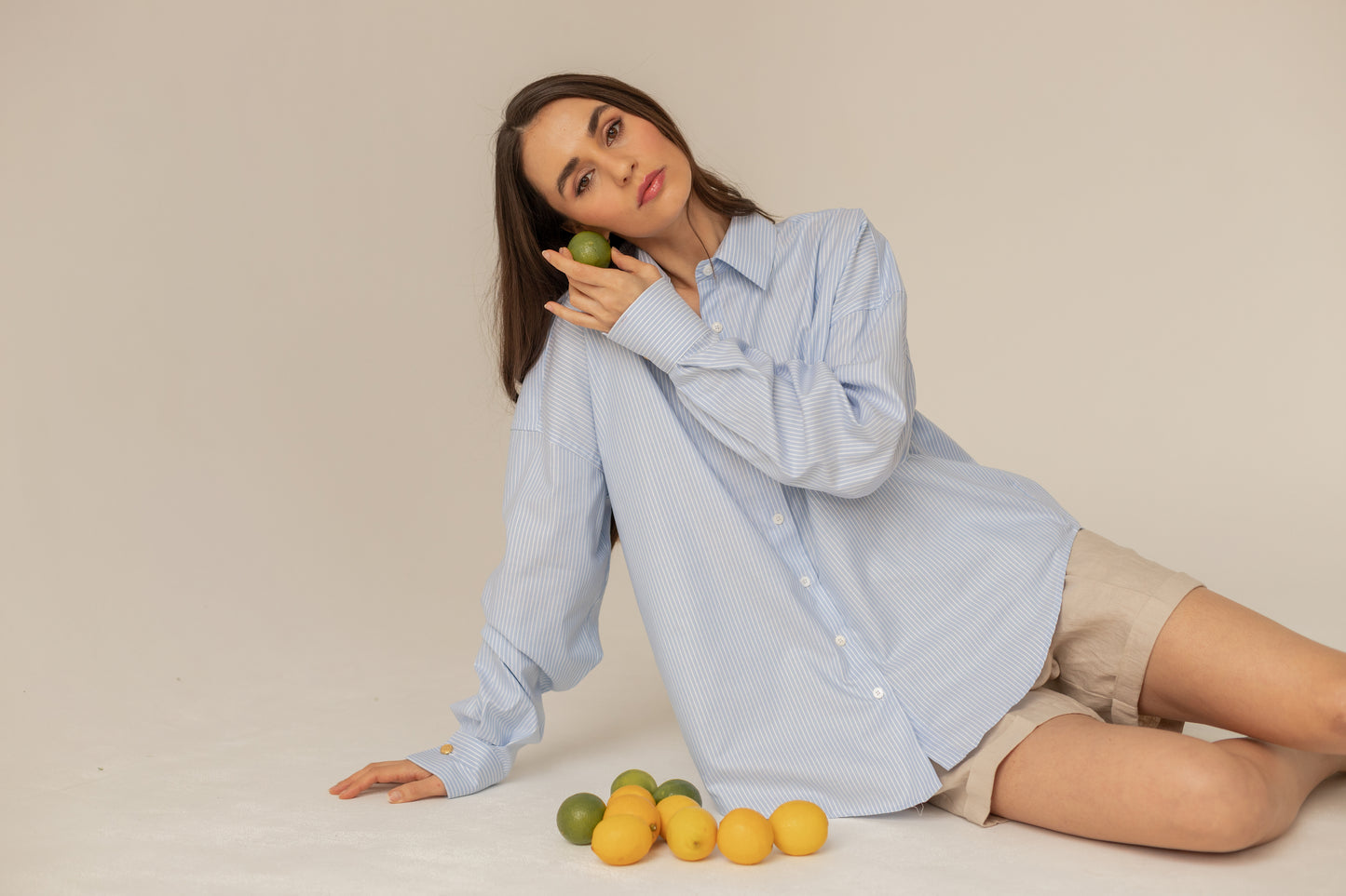 Classic Oversized Shirt - Striped Blue