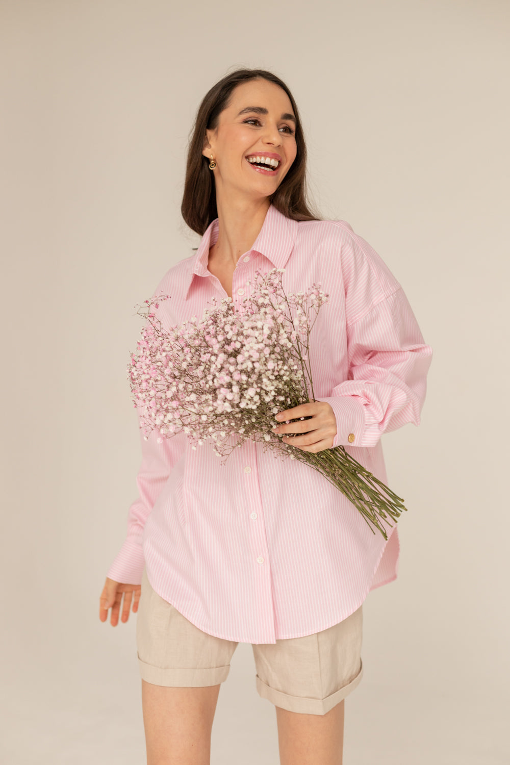 Classic Oversized Shirt - Striped Pink