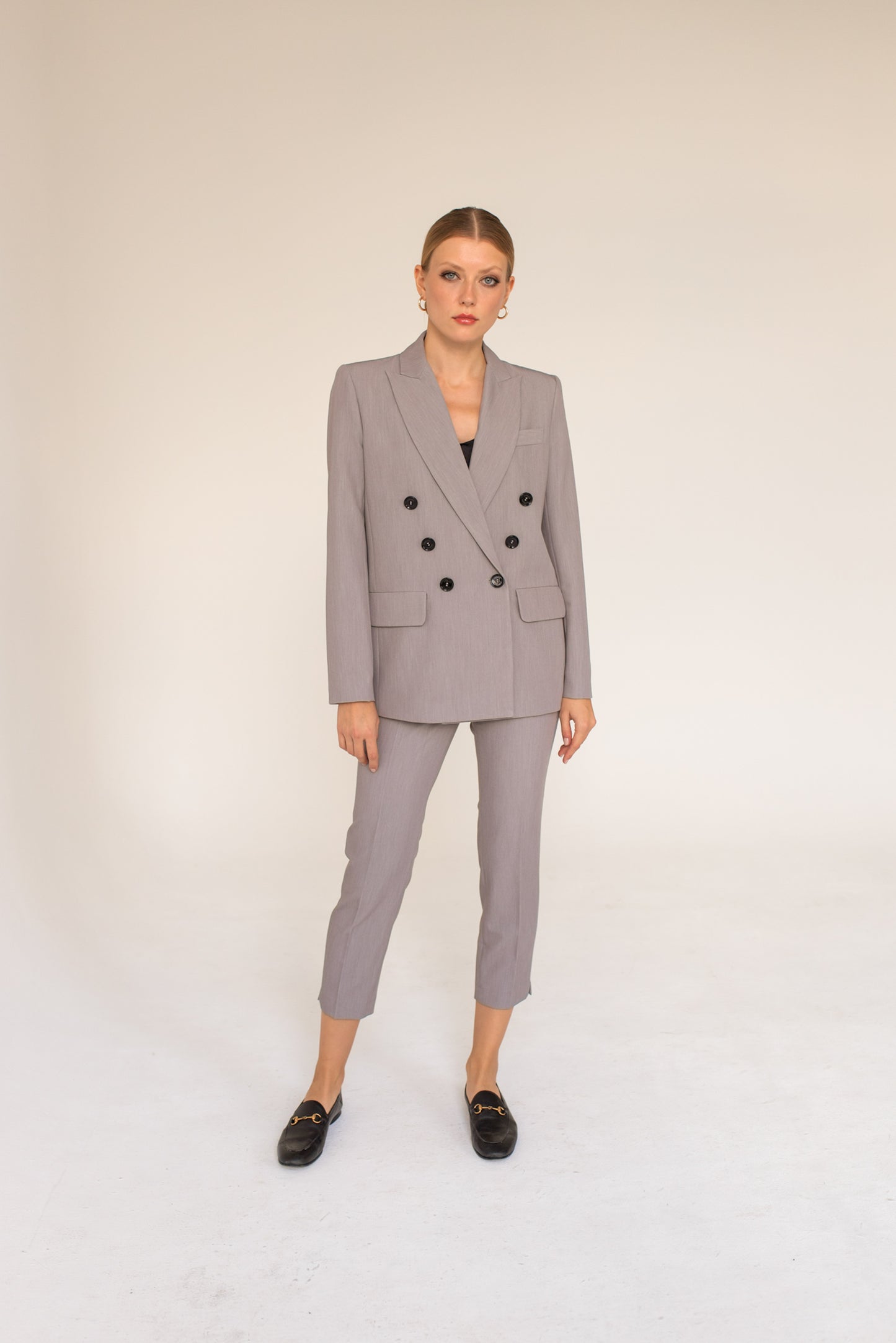 Double-Breasted Blazer - Gray