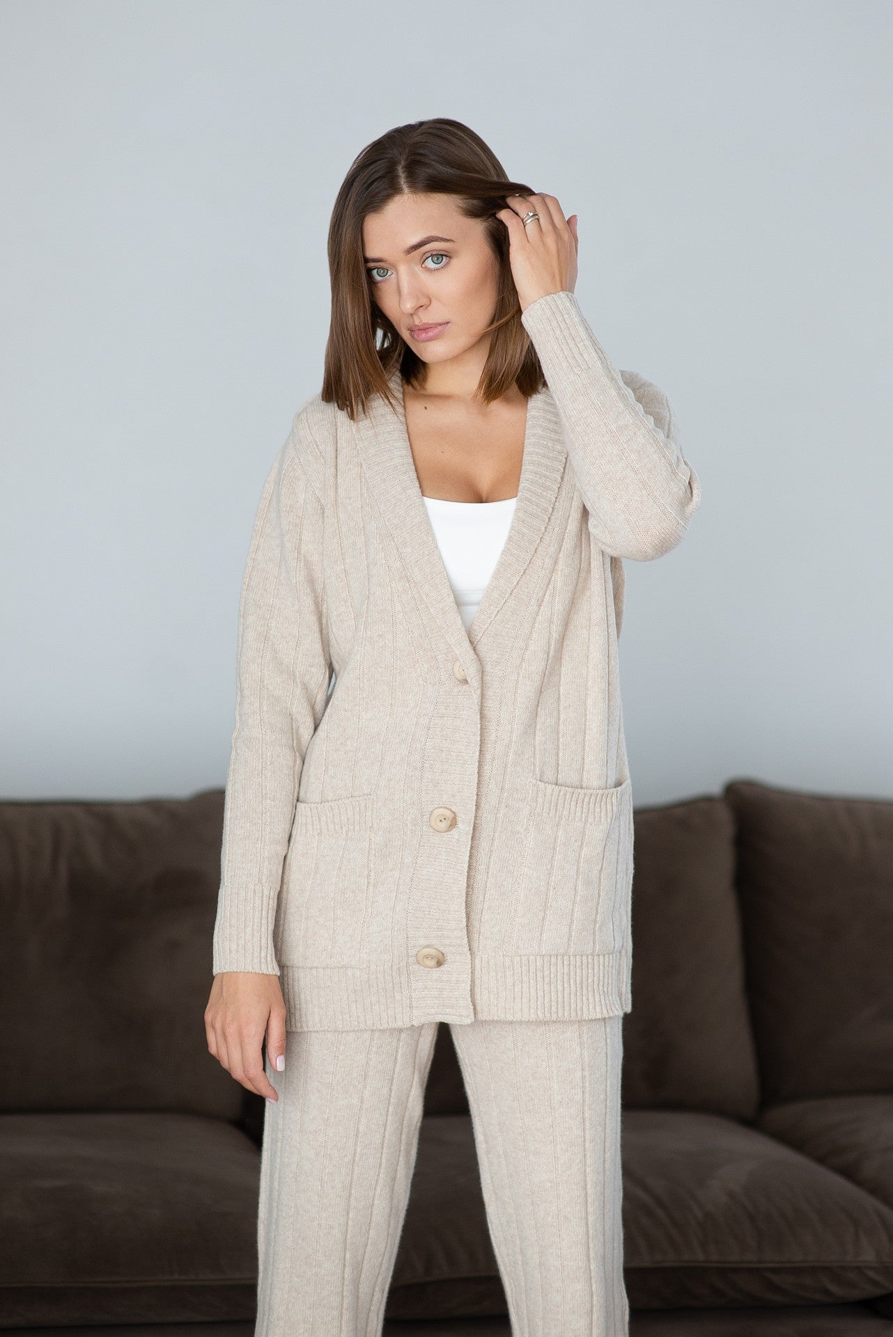 Elegant Wool Suit - Sand