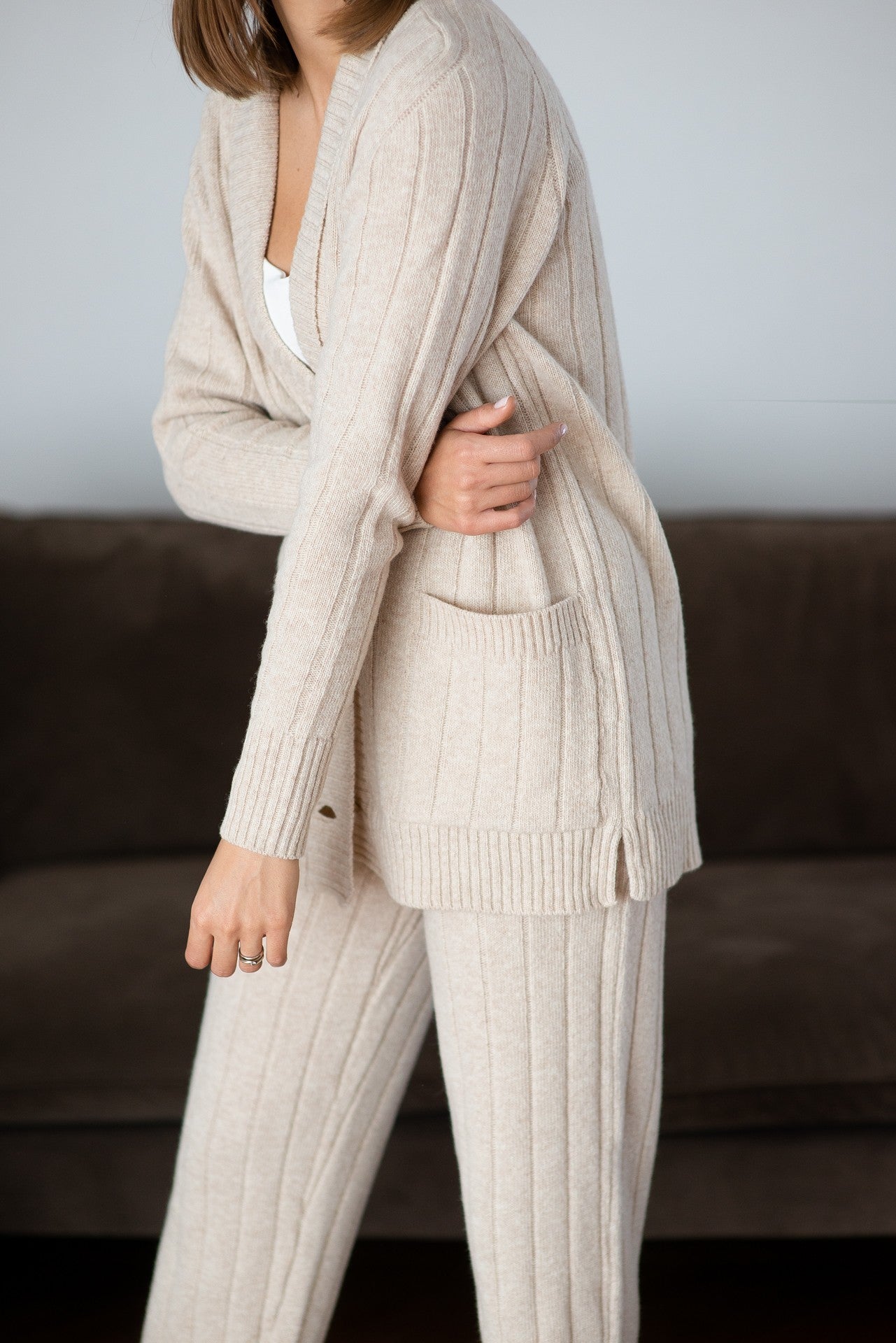Elegant Wool Suit - Sand