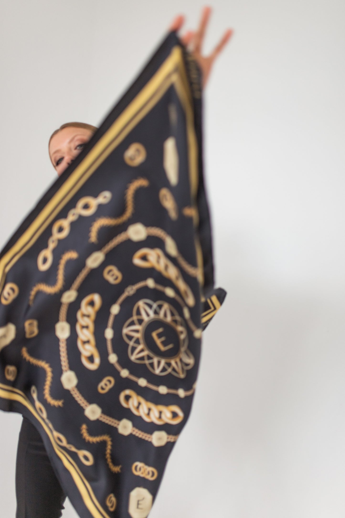 Entelier Silk Scarf - Black