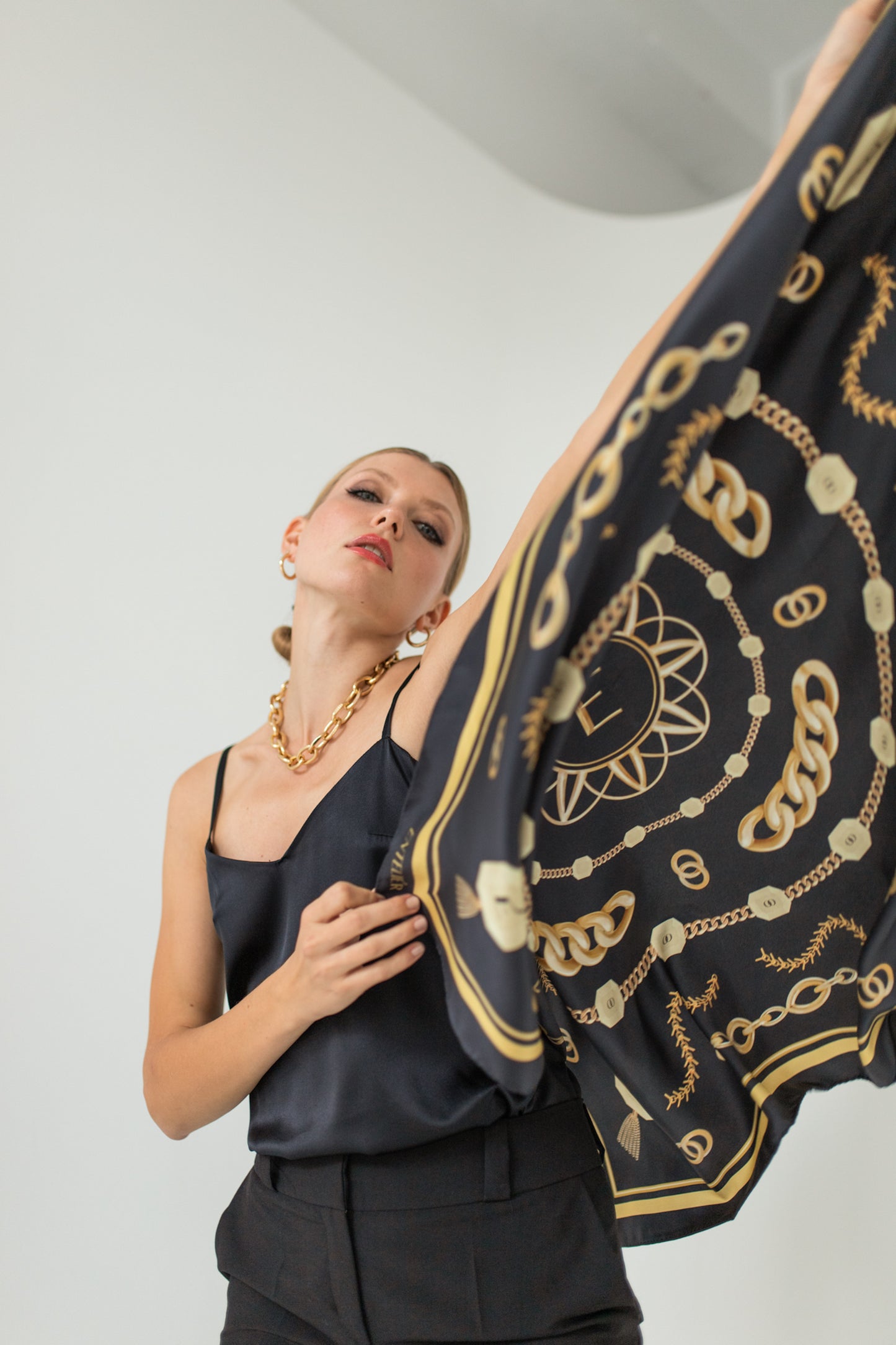 Entelier Silk Scarf - Black