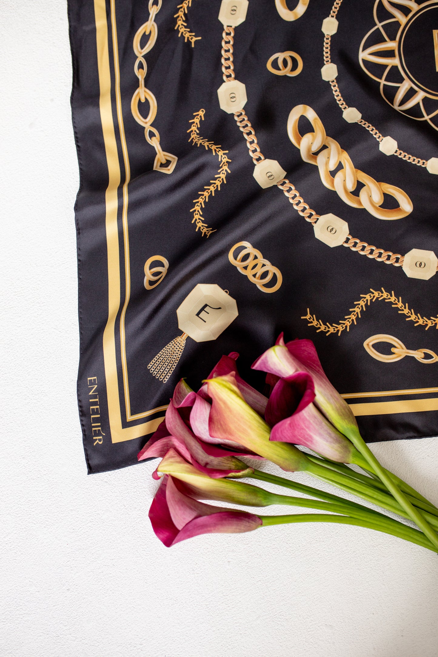 Entelier Silk Scarf - Black