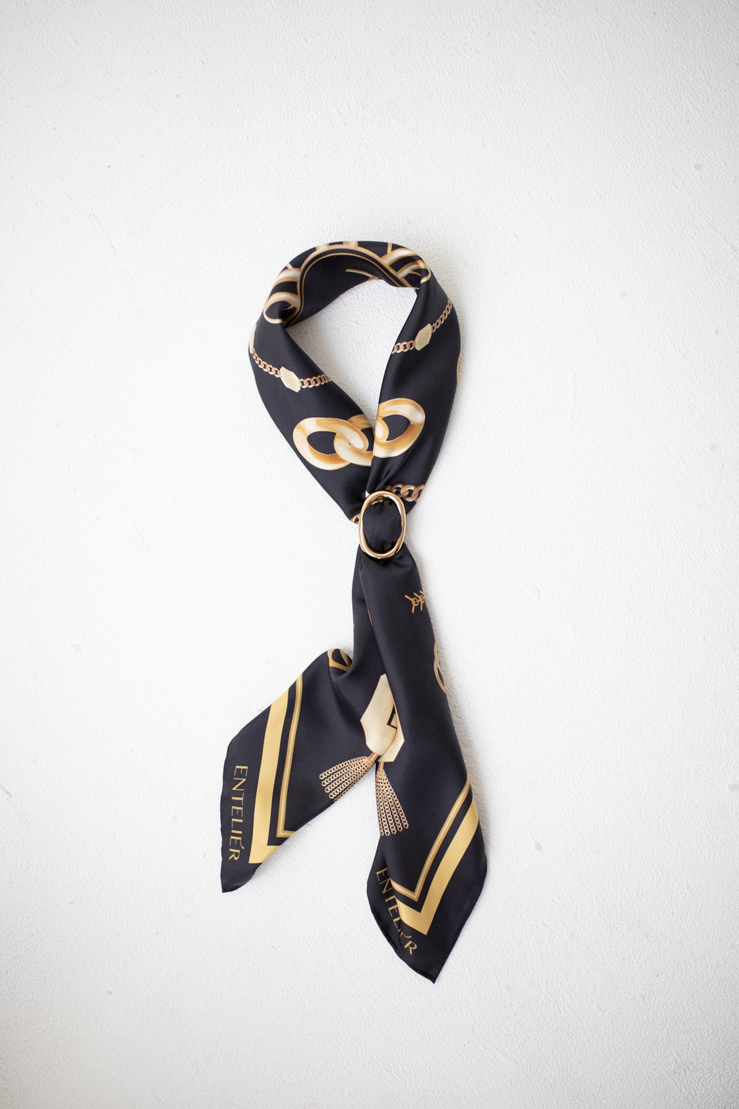 Entelier Silk Scarf - Black