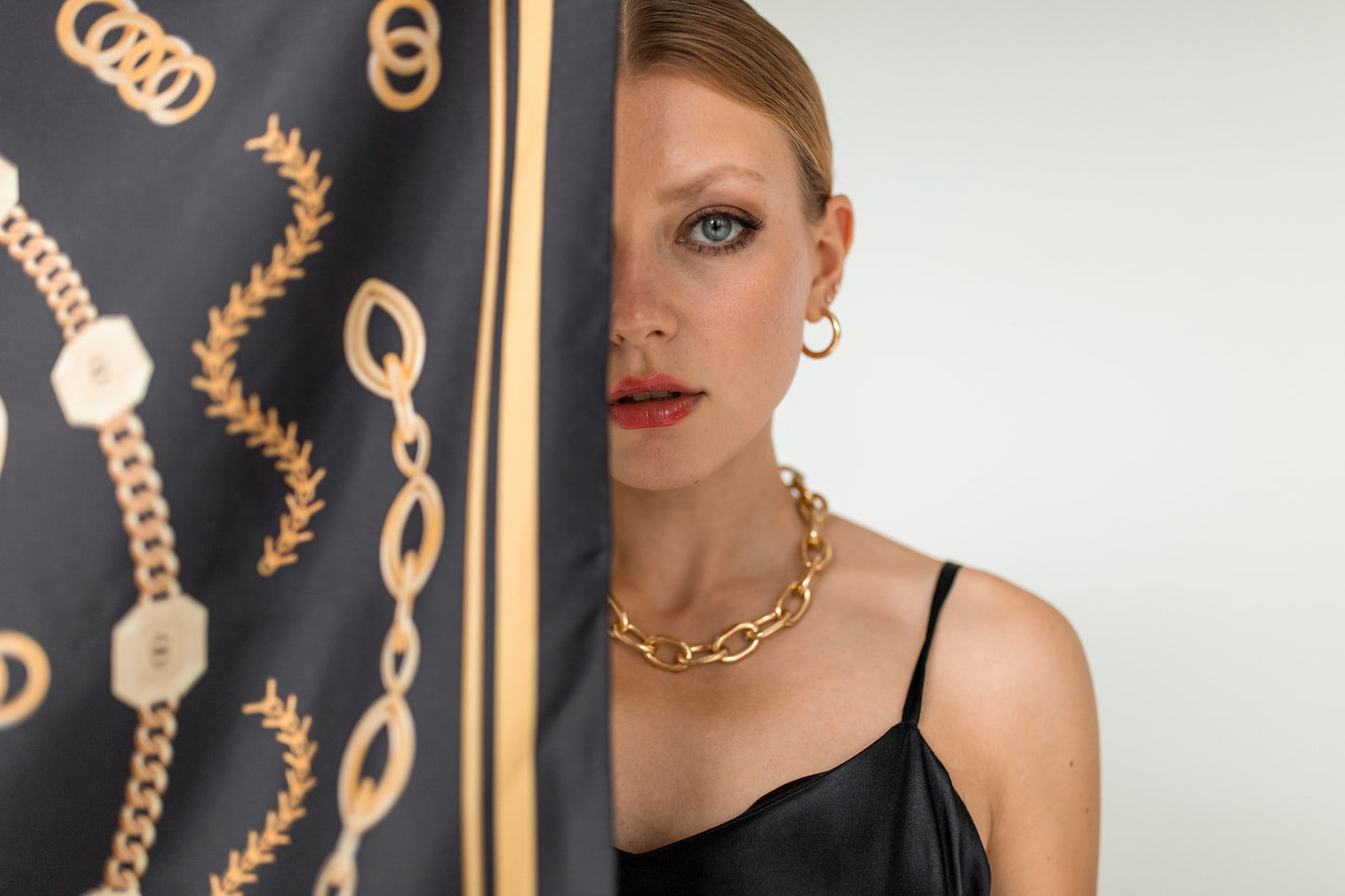 Entelier Silk Scarf - Black