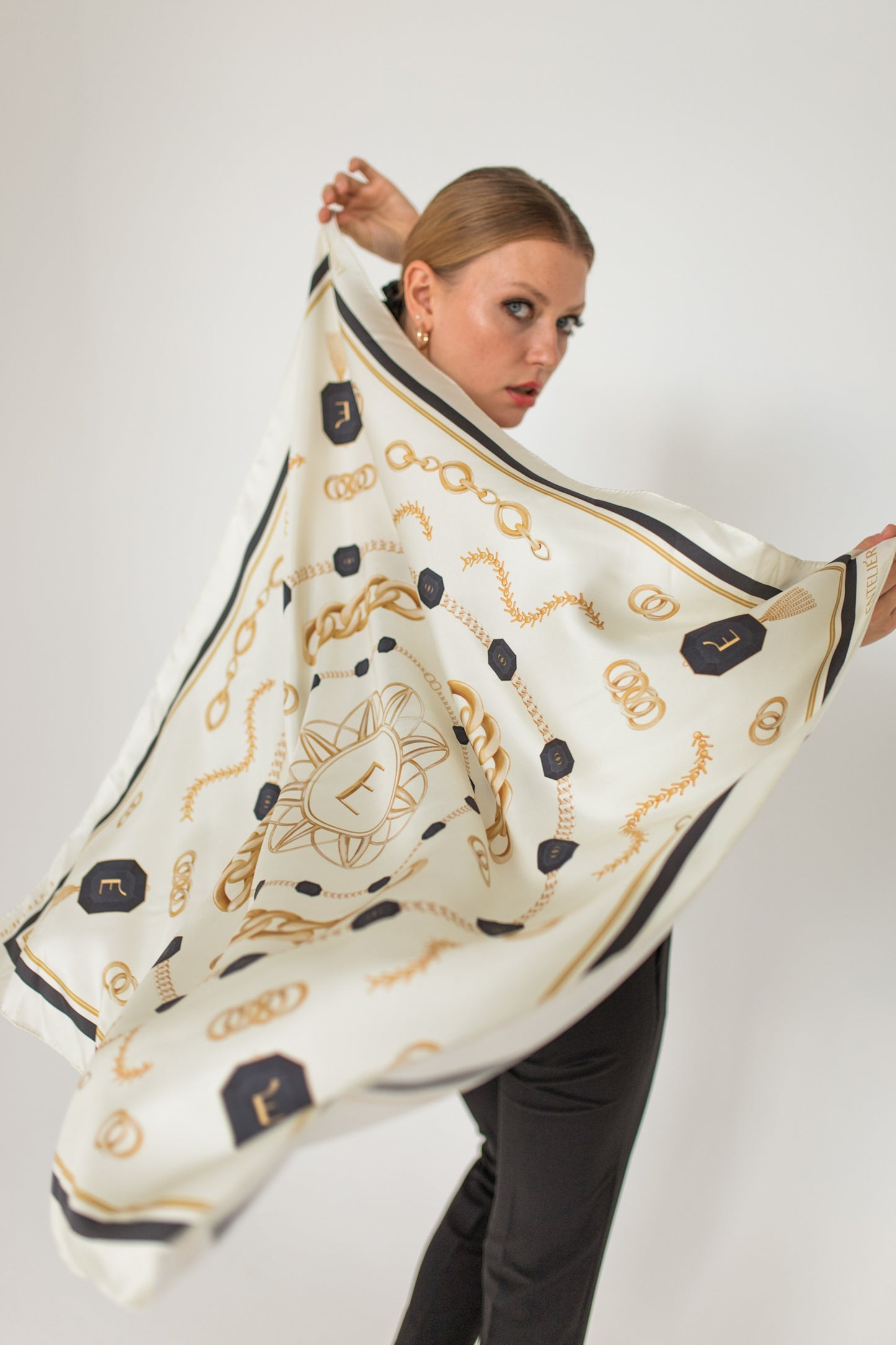 Entelier Silk Scarf - Ecru