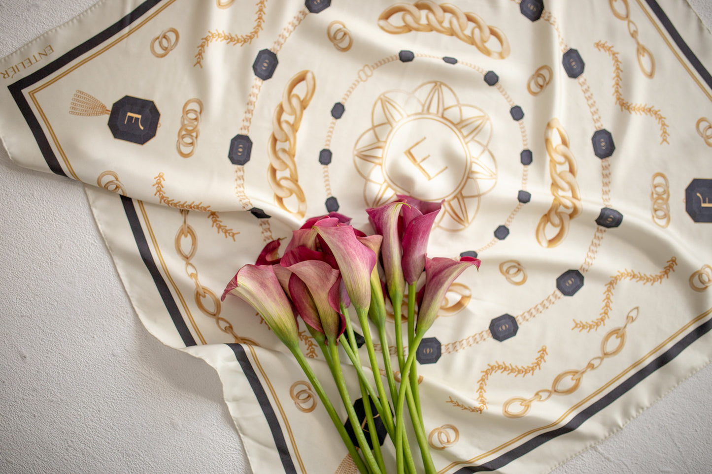 Entelier Silk Scarf - Ecru