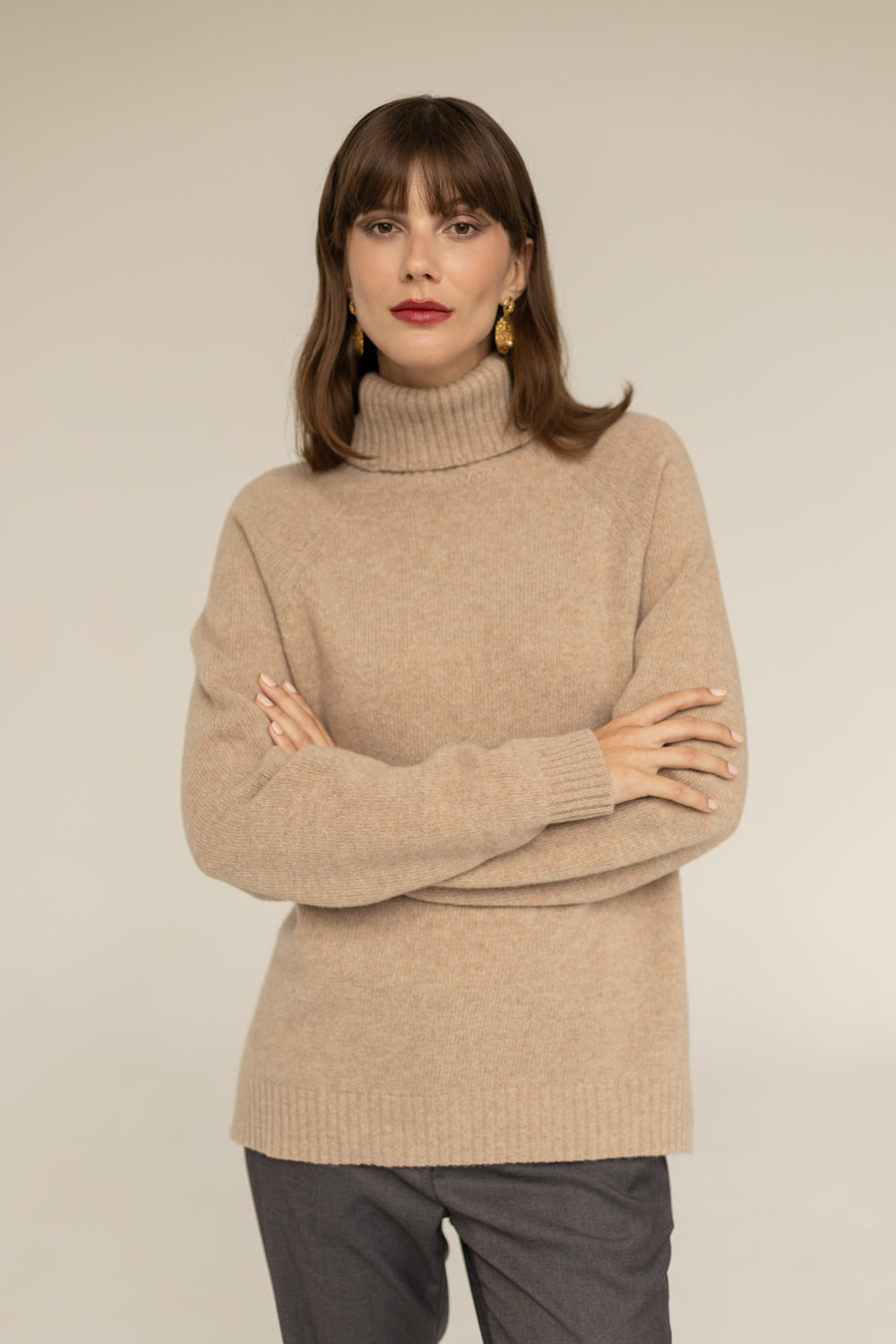Golf Cashmere Wool Turtleneck - Beige