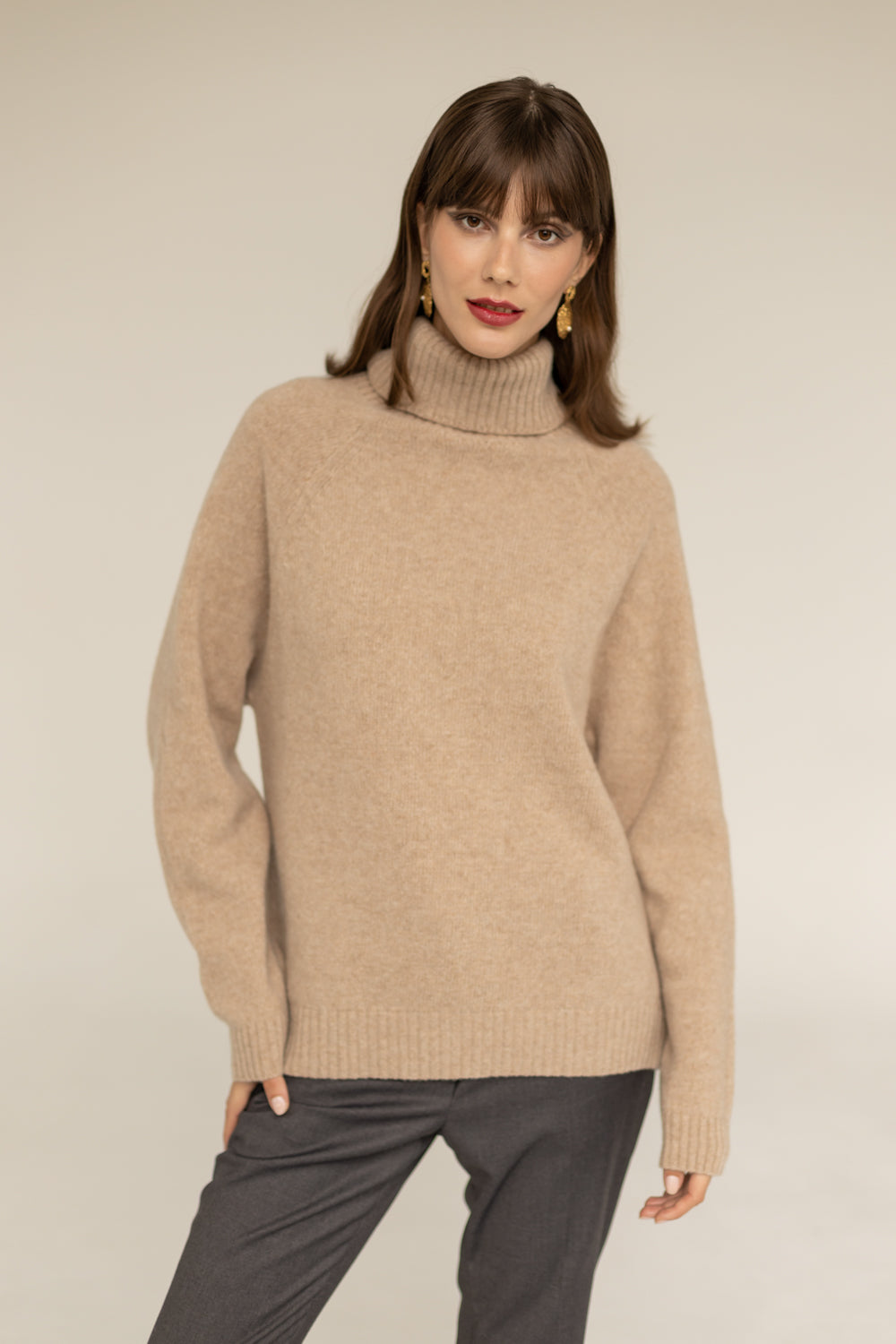 Golf Cashmere Wool Turtleneck - Beige