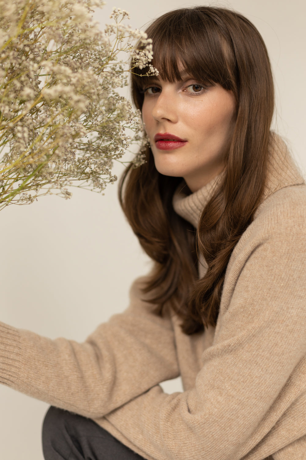 Golf Cashmere Wool Turtleneck - Beige