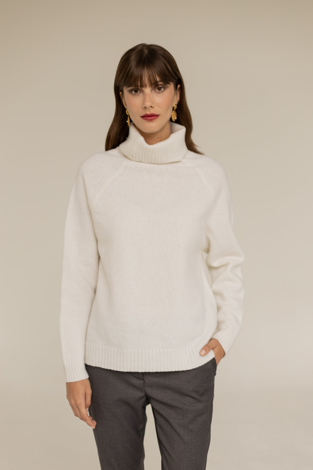 Golf Cashmere Wool Turtleneck - Ecru