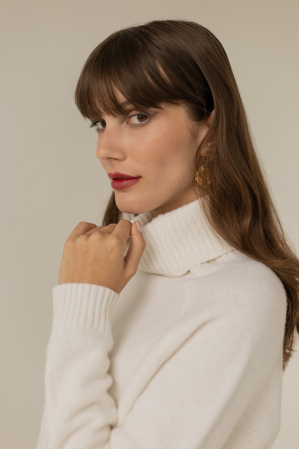 Golf Cashmere Wool Turtleneck - Ecru