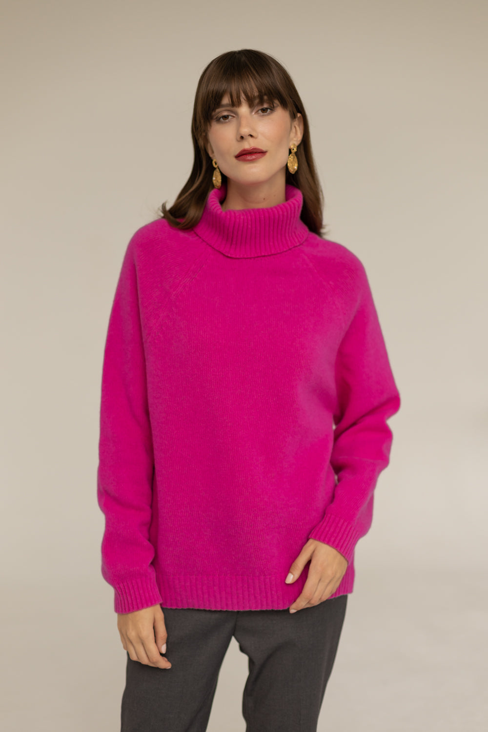 Golf Cashmere Wool Turtleneck - Fuchsia