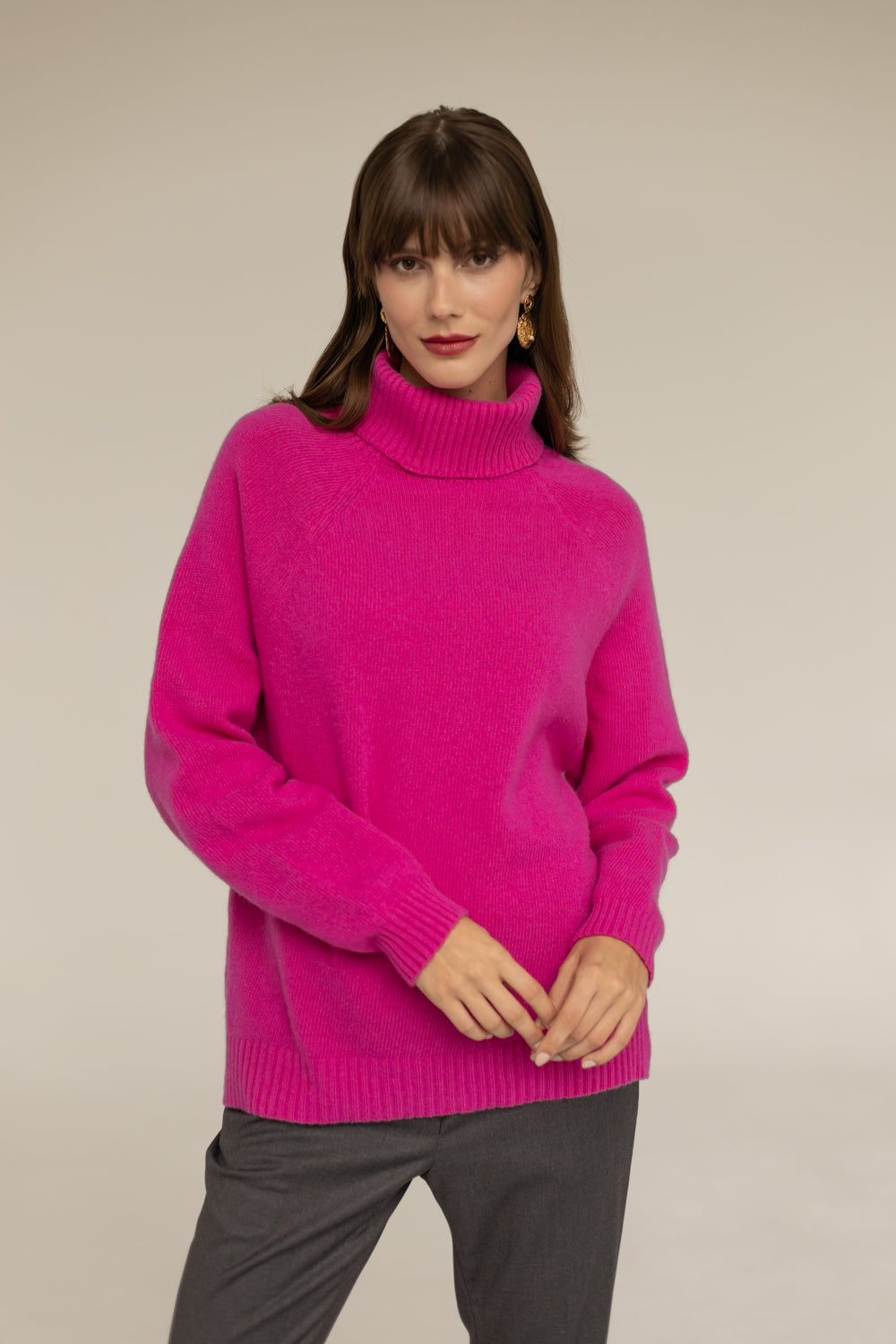 Golf Cashmere Wool Turtleneck - Fuchsia