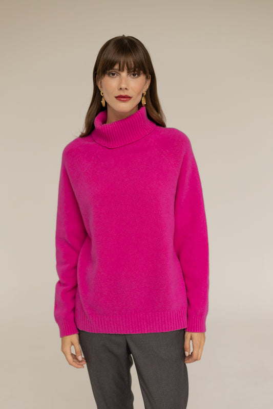 Golf Cashmere Wool Turtleneck - Fuchsia