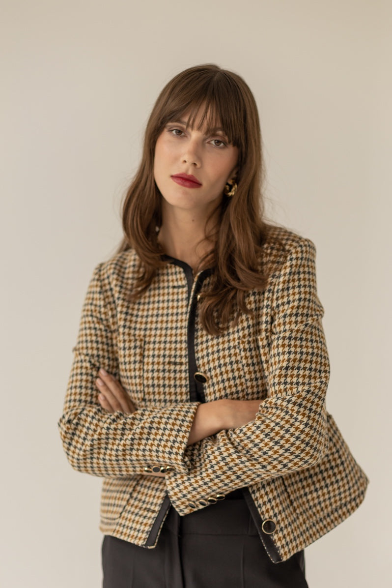 Jane Wool Jacket - Houndstooth Print